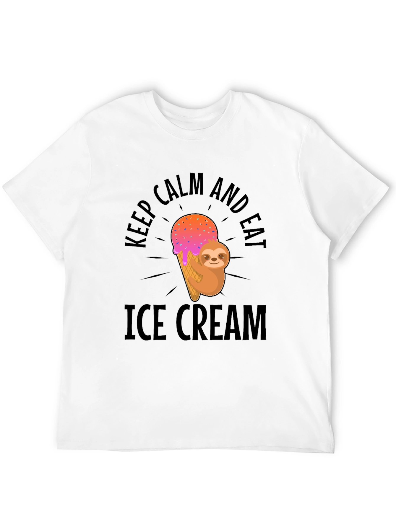 Keep Calm Eat Ice Cream Sloth Graphic T-Shirt