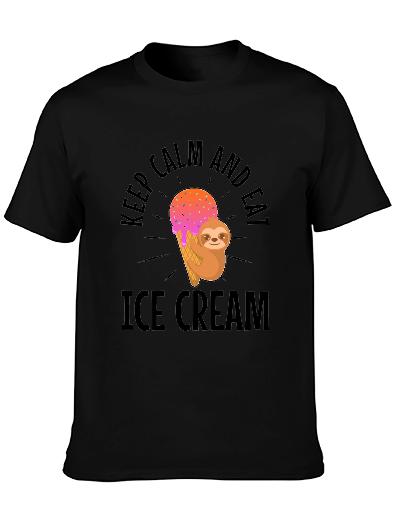 Keep Calm Eat Ice Cream Sloth Graphic T-Shirt