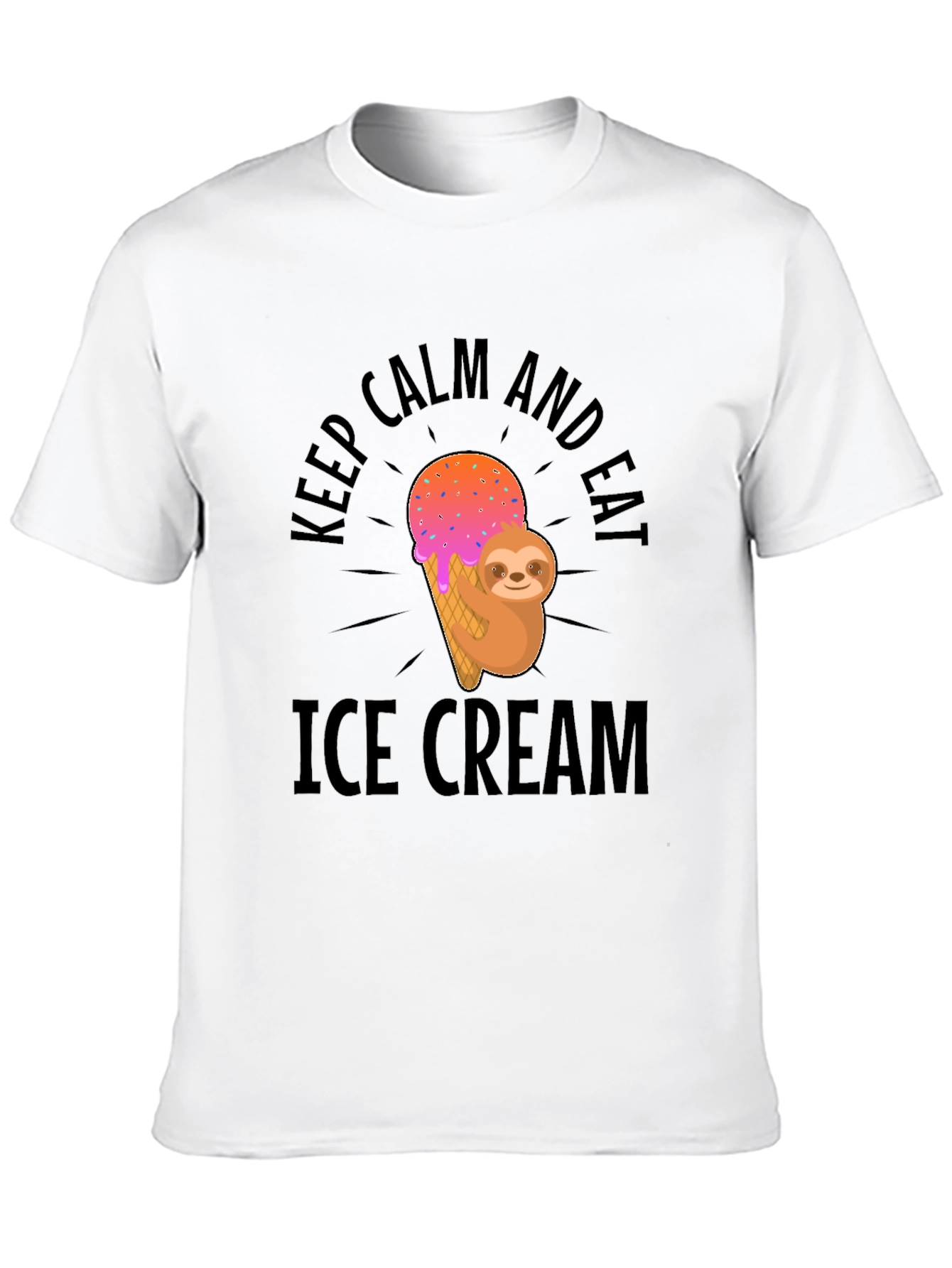 Keep Calm Eat Ice Cream Sloth Graphic T-Shirt