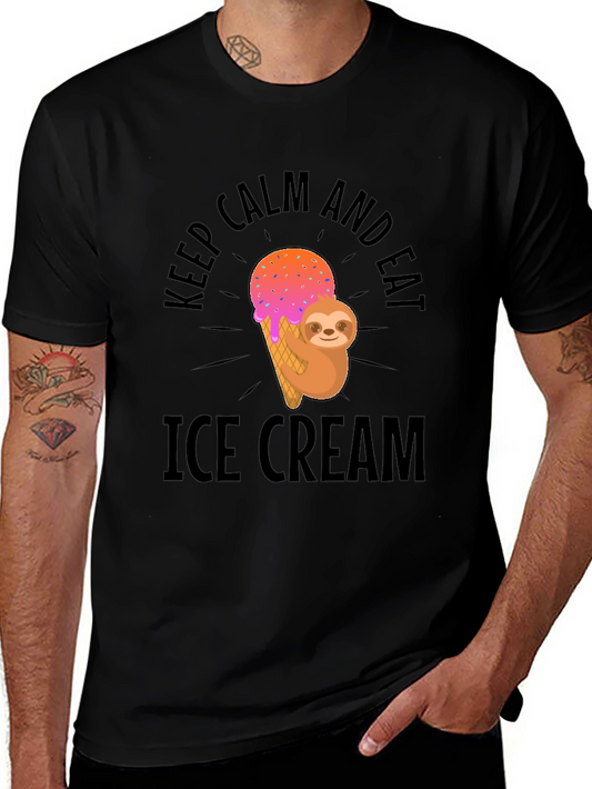 Keep Calm Eat Ice Cream Sloth Graphic T-Shirt