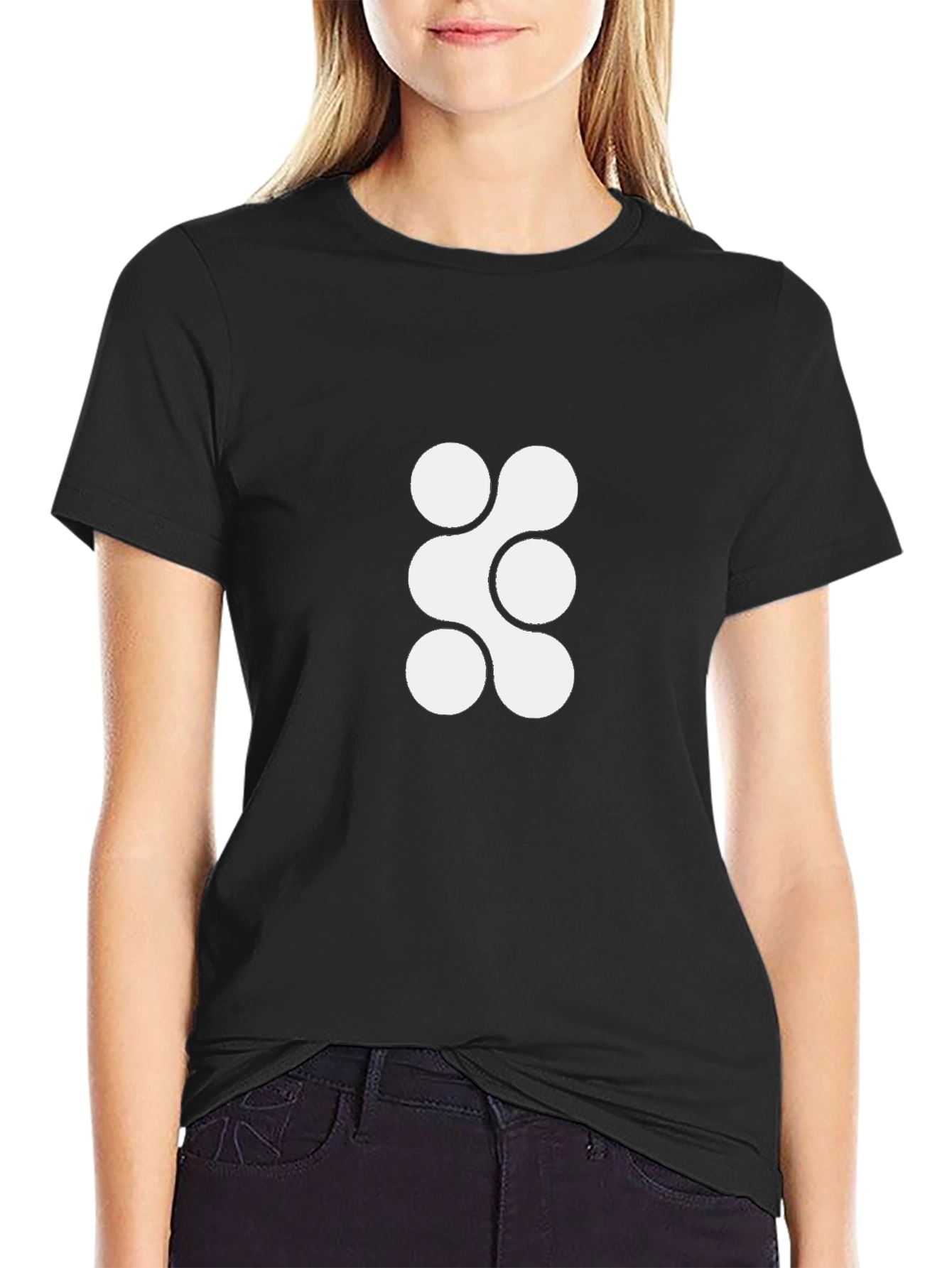 Modern Black Tee with Abstract Circle Design