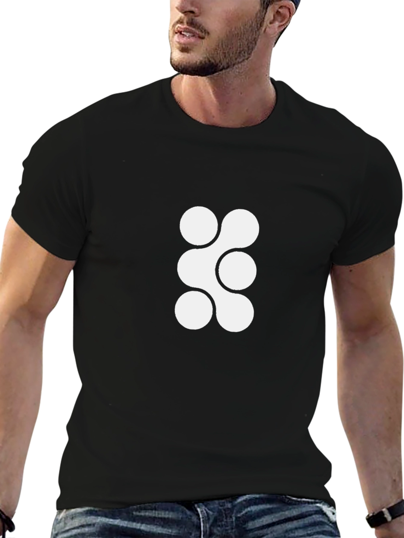 Modern Black Tee with Abstract Circle Design