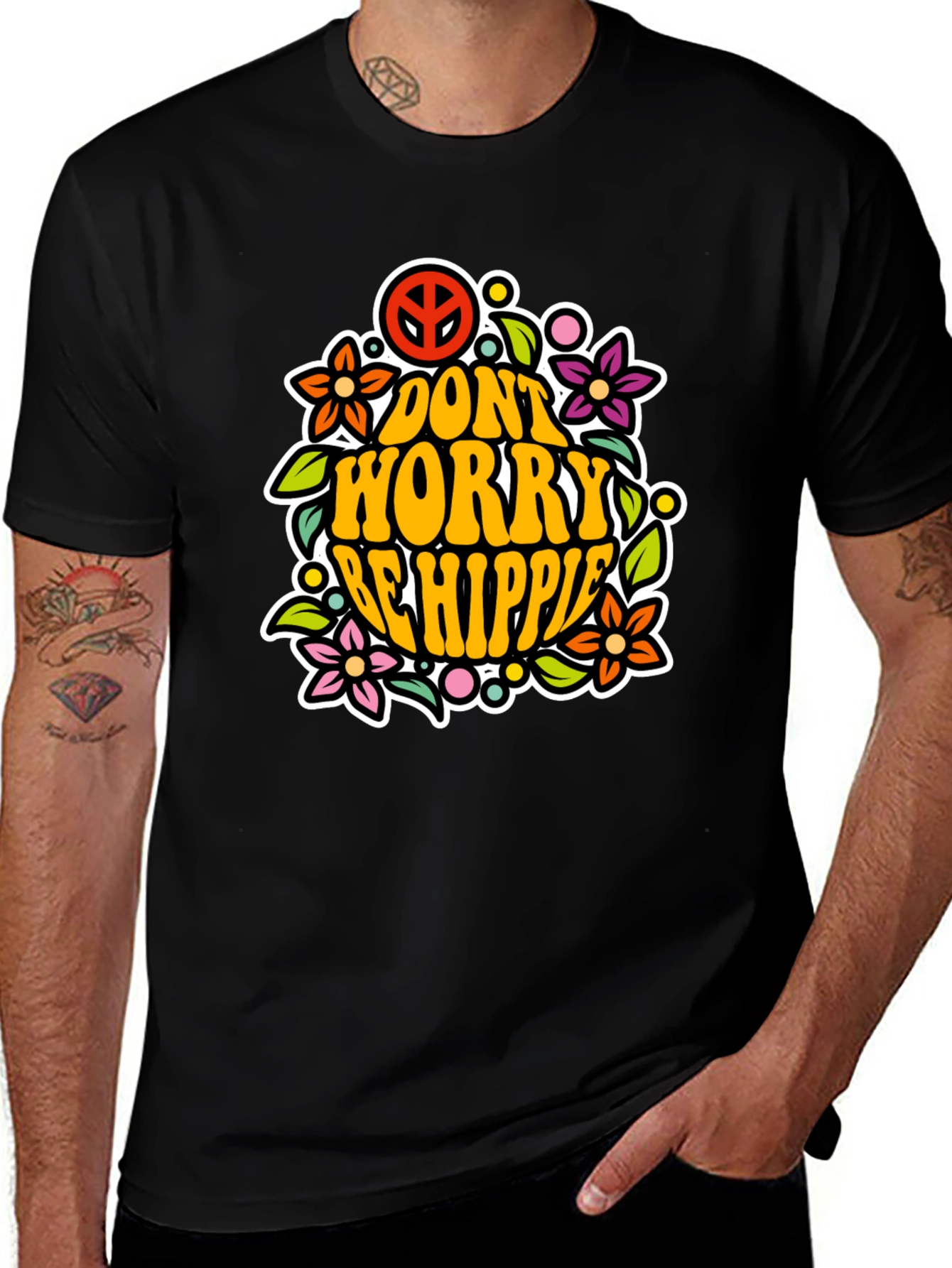 Dont Worry Be Hippie Graphic T-Shirt