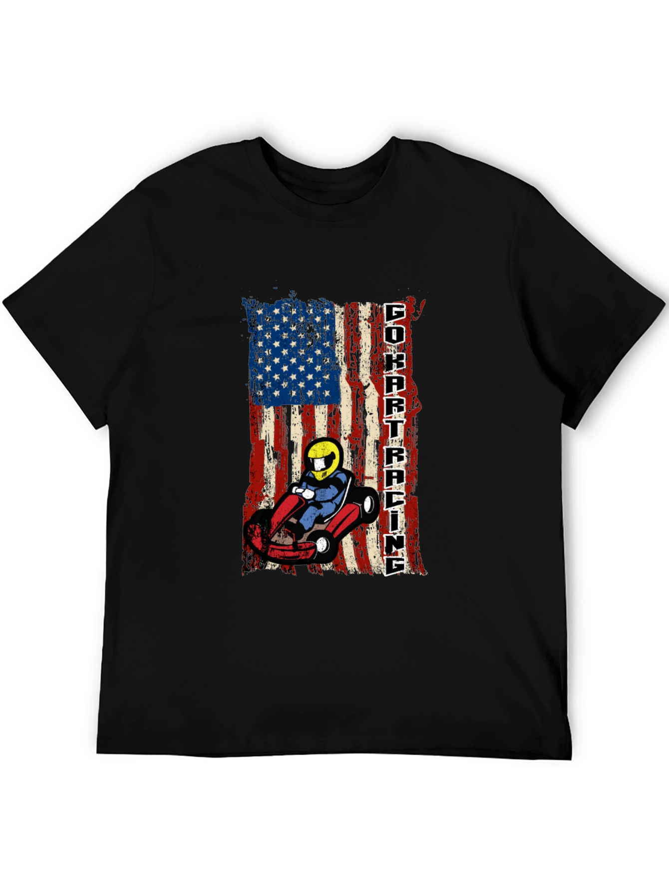 Go Kart Racing USA Flag Graphic Tee