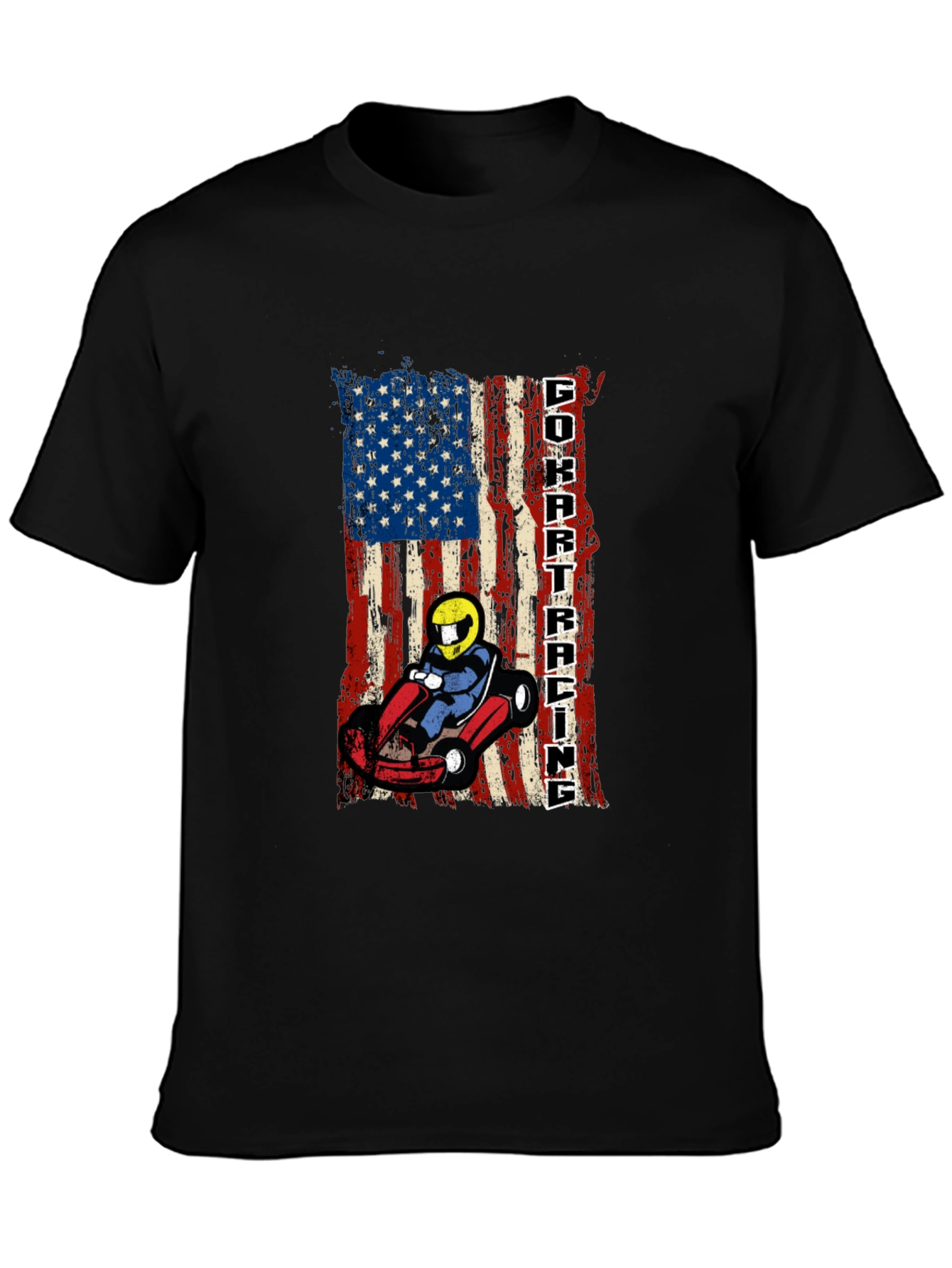 Go Kart Racing USA Flag Graphic Tee