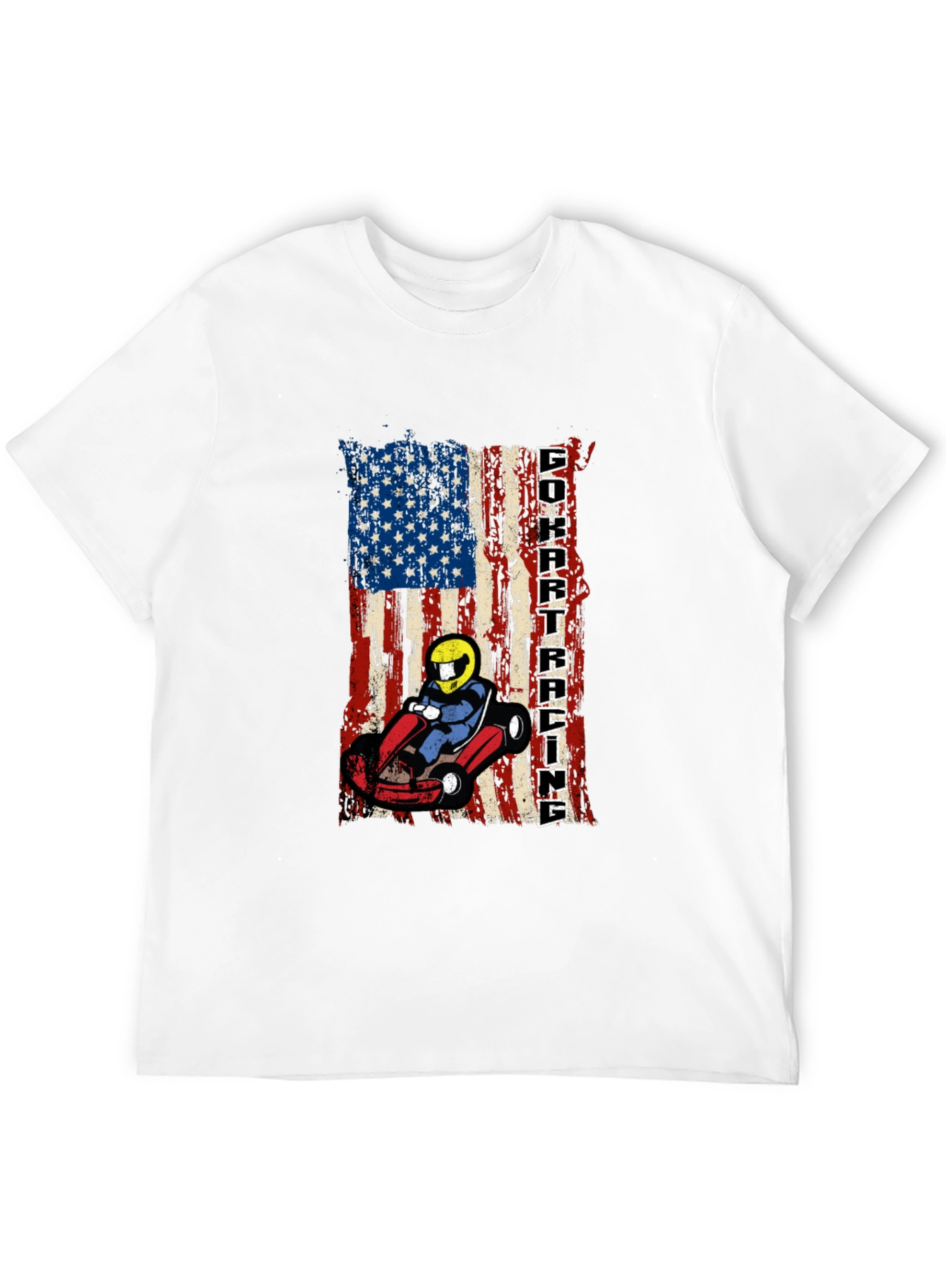 Go Kart Racing USA Flag Graphic Tee