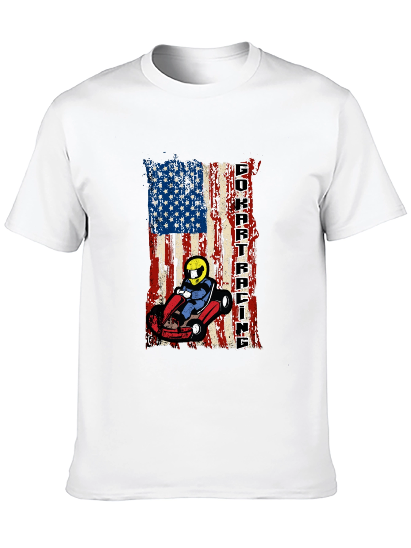 Go Kart Racing USA Flag Graphic Tee