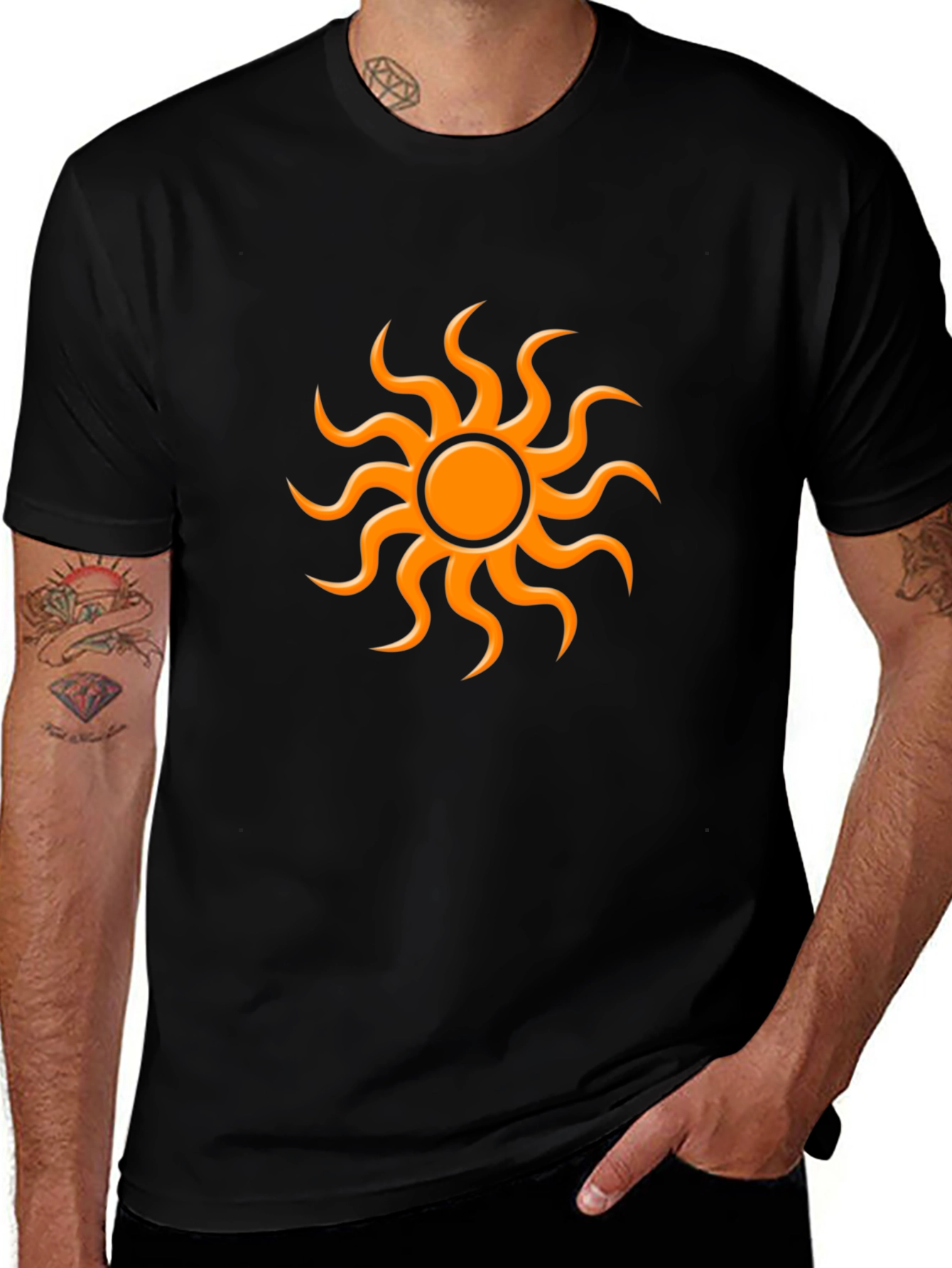 Sun Graphic Black T-Shirt - Stylish Casual Wear