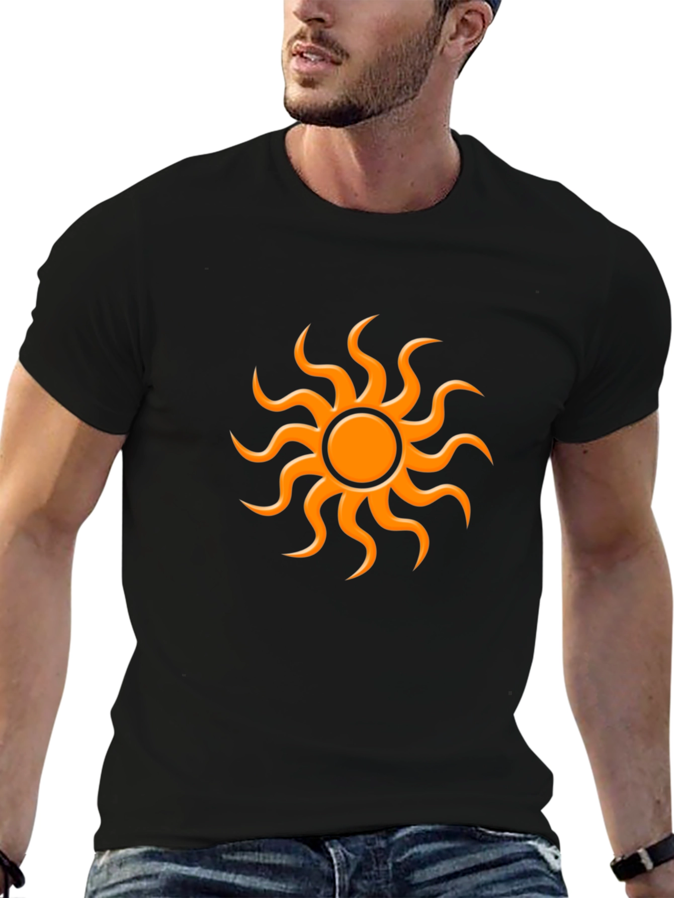 Sun Graphic Black T-Shirt - Stylish Casual Wear