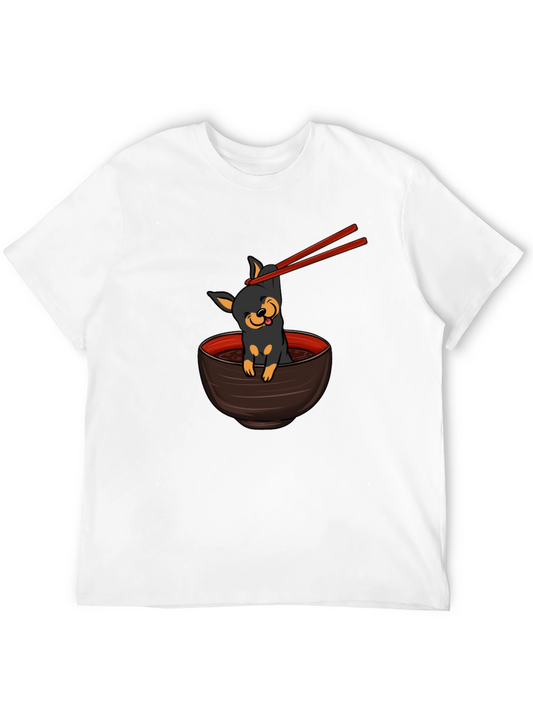 Cute Dog Ramen Bowl Graphic T-Shirt