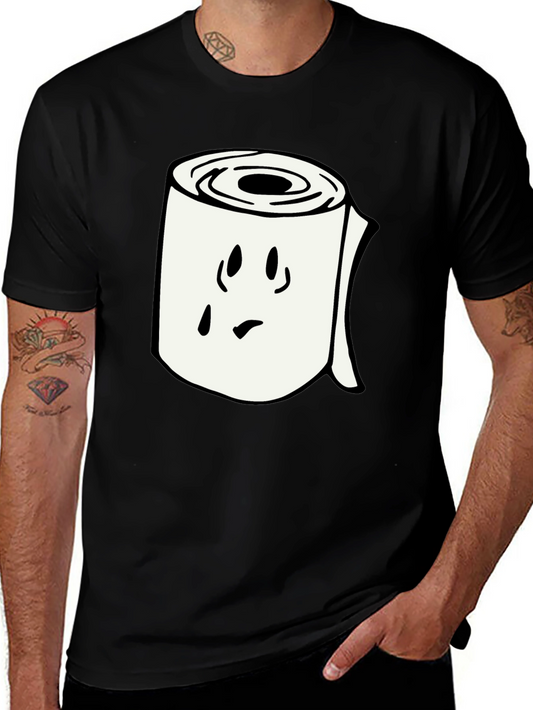 Toilet Paper Roll Graphic Tee - Black Cotton Shirt