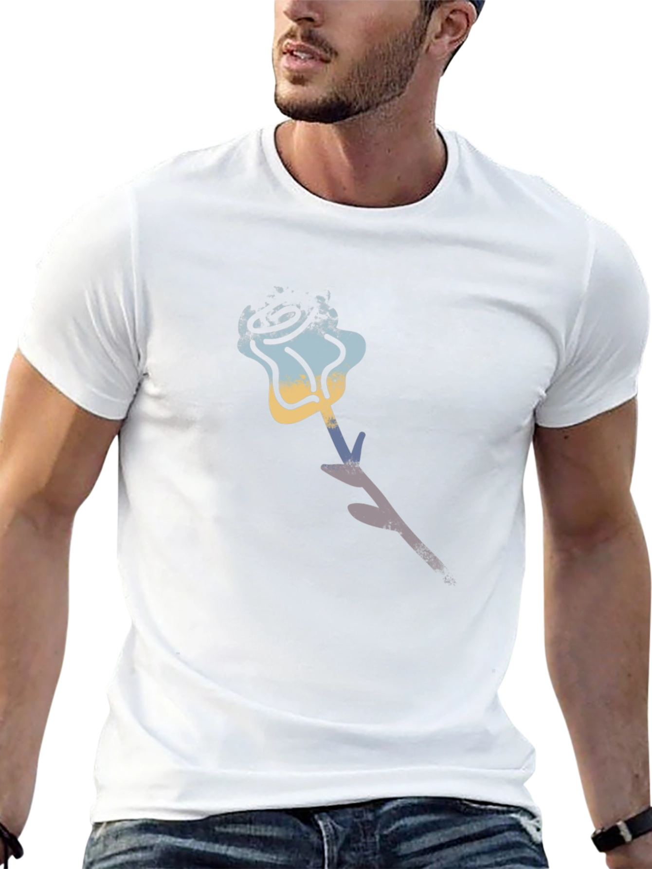 Abstract Rose Graphic Tee - Stylish Casual Wear