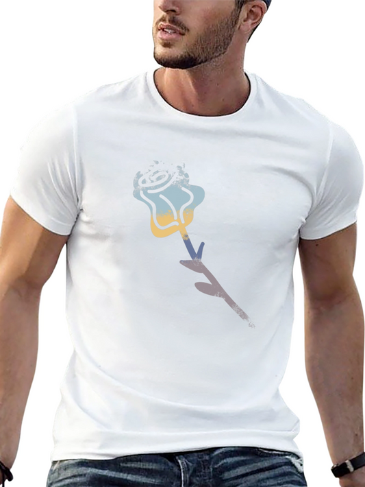 Abstract Rose Graphic Tee - Stylish Casual Wear