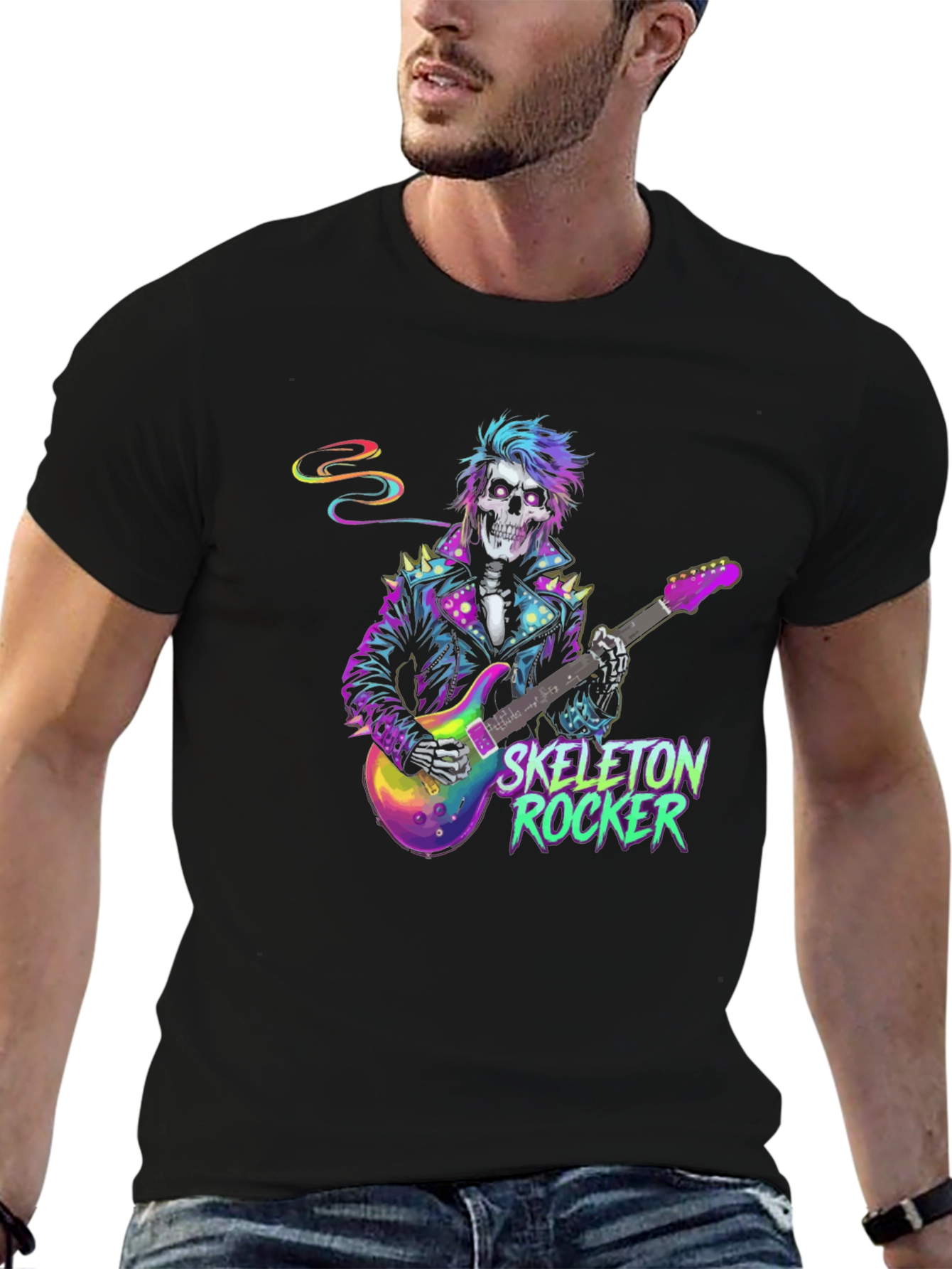 Skeleton Rocker Graphic T-Shirt - Black