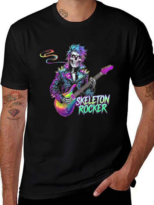 Skeleton Rocker Graphic T-Shirt - Black