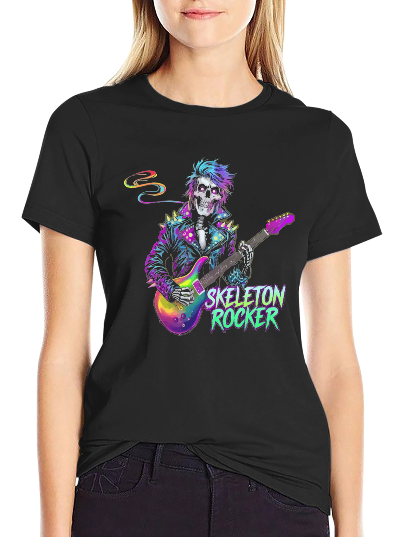 Skeleton Rocker Graphic T-Shirt - Black