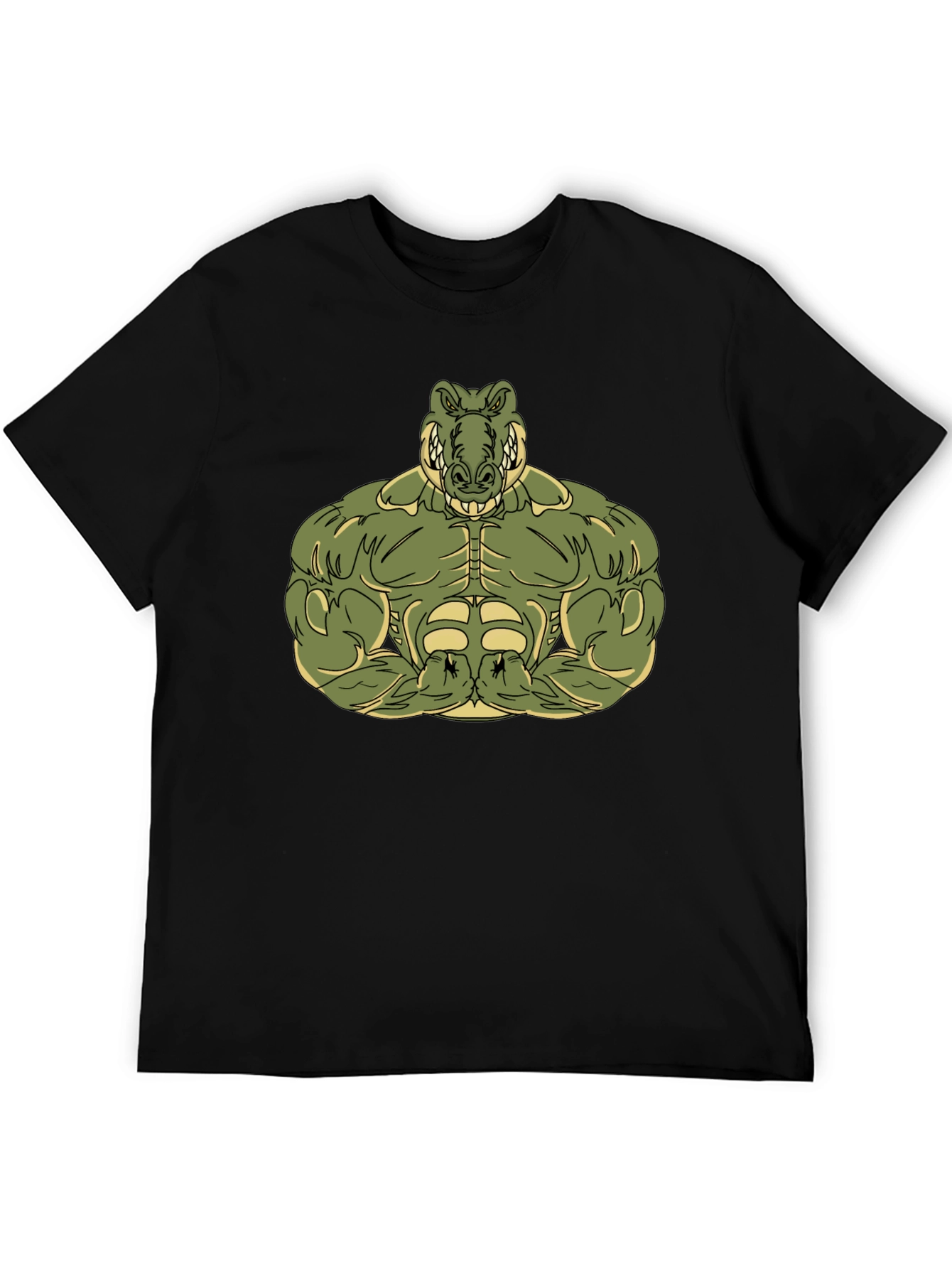 Muscle Alligator Graphic Tee - Black Cotton T-Shirt