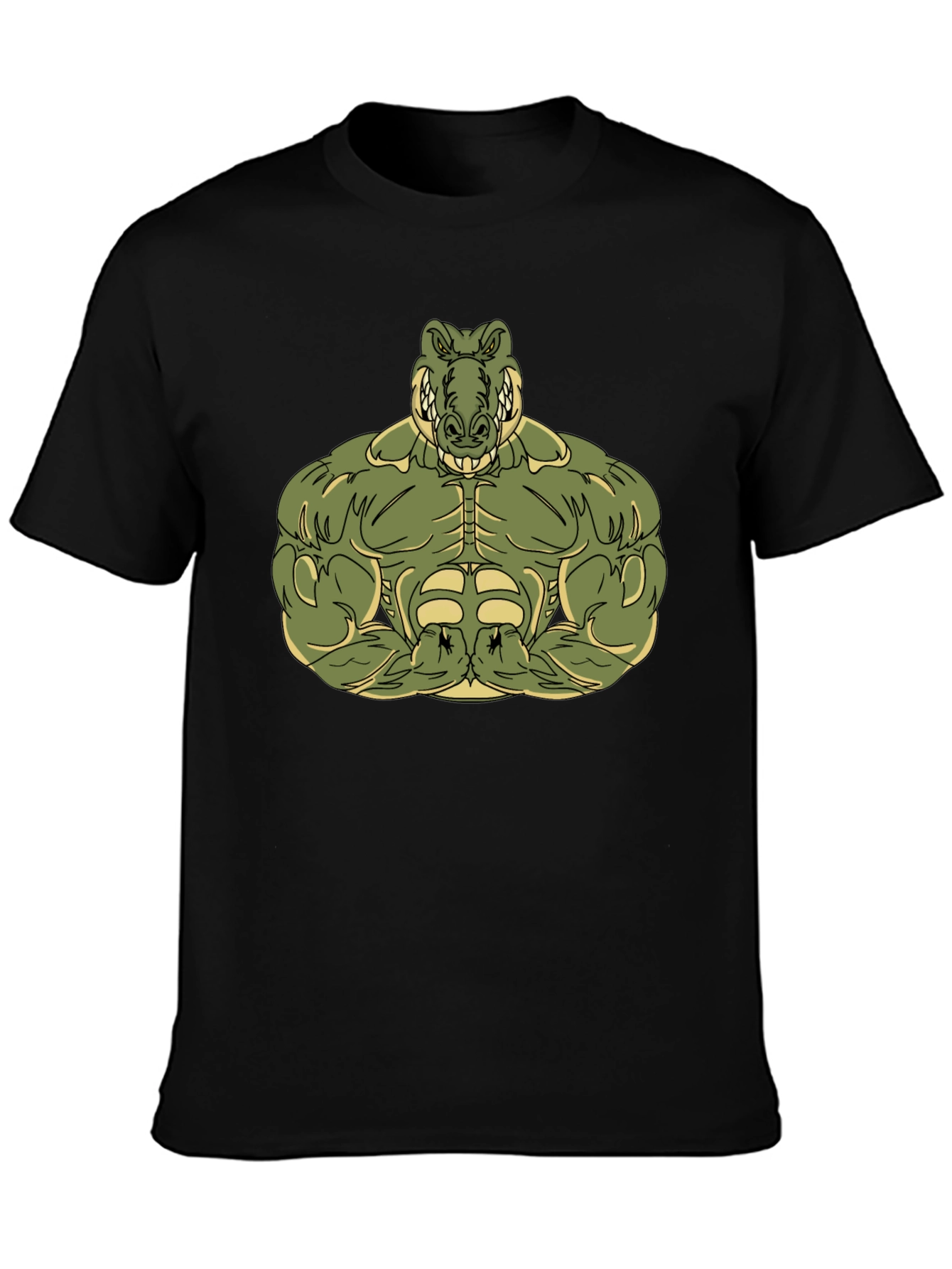 Muscle Alligator Graphic Tee - Black Cotton T-Shirt