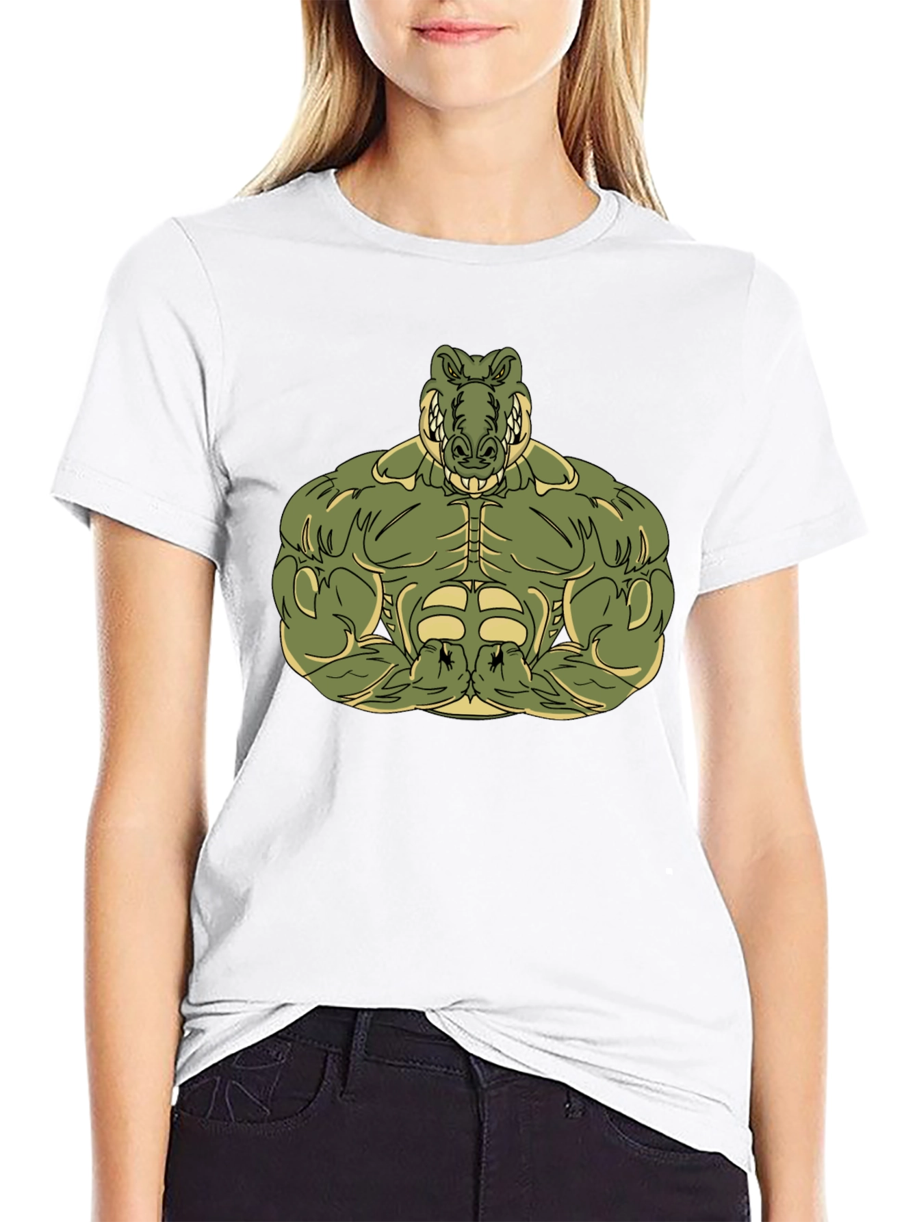 Muscle Alligator Graphic Tee - Black Cotton T-Shirt