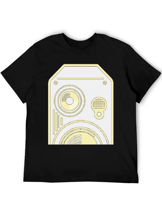 Retro Speaker Graphic Tee - Cool Black Cotton Shirt