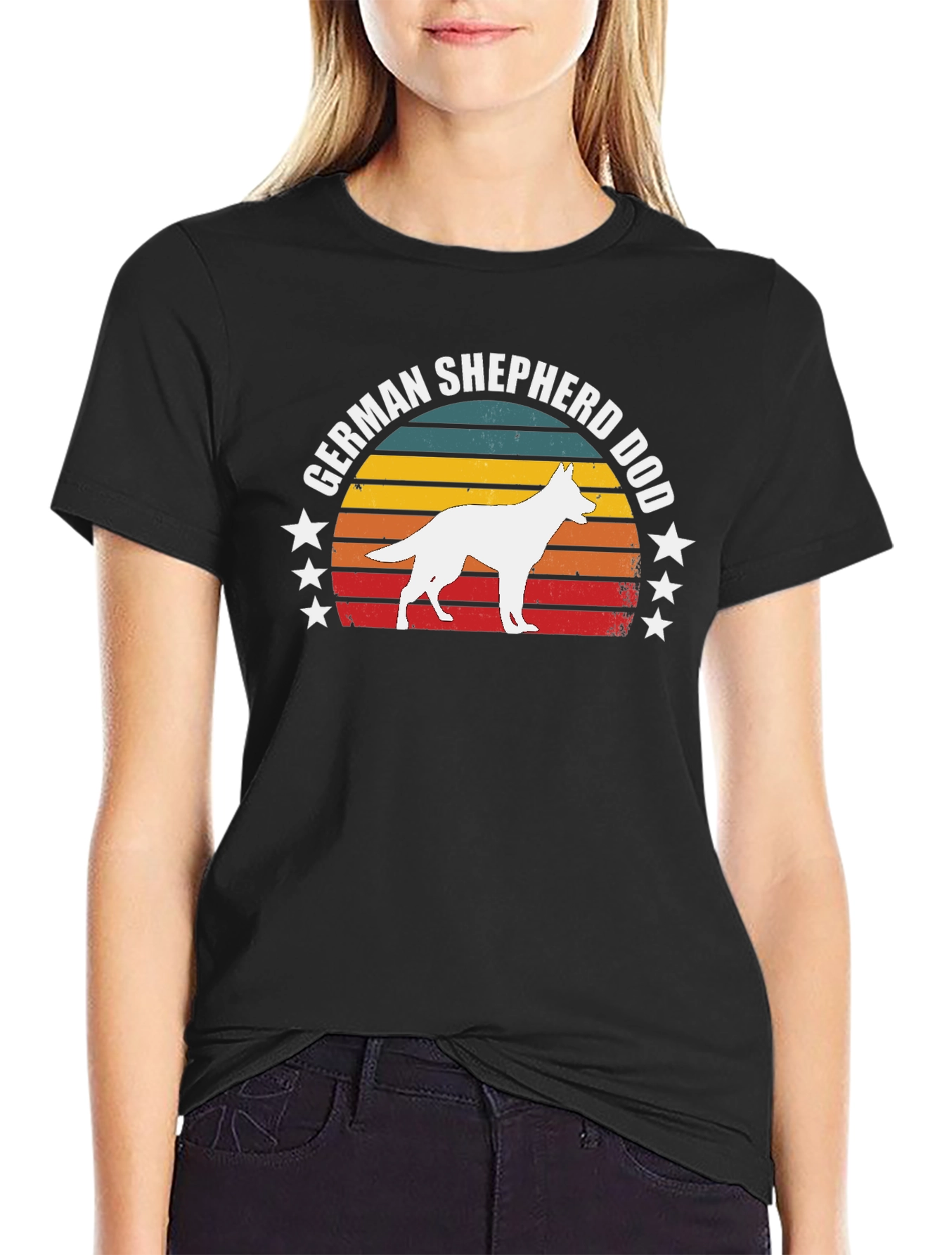 German Shepherd Dog Retro Sunset T-Shirt
