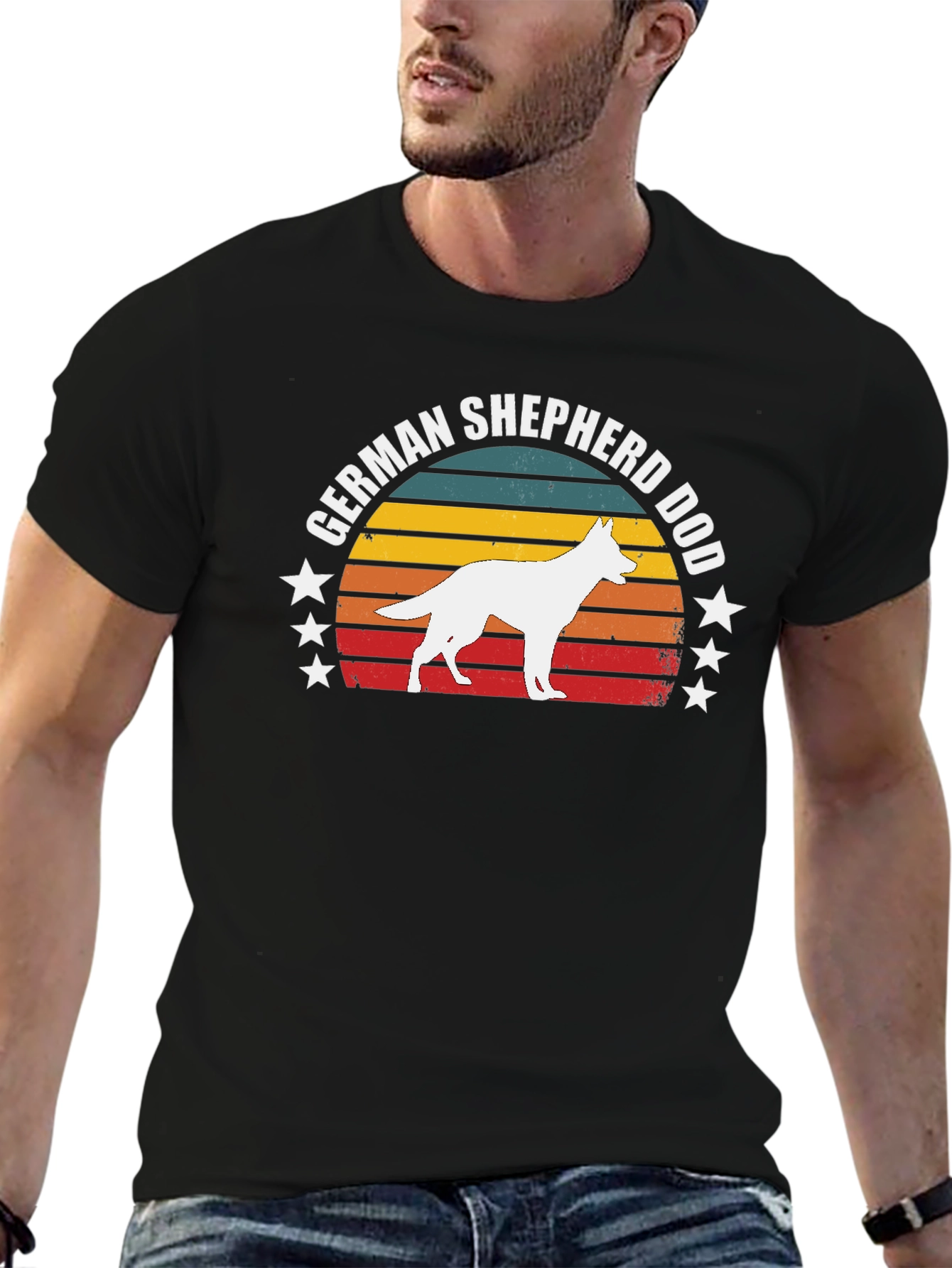 German Shepherd Dog Retro Sunset T-Shirt