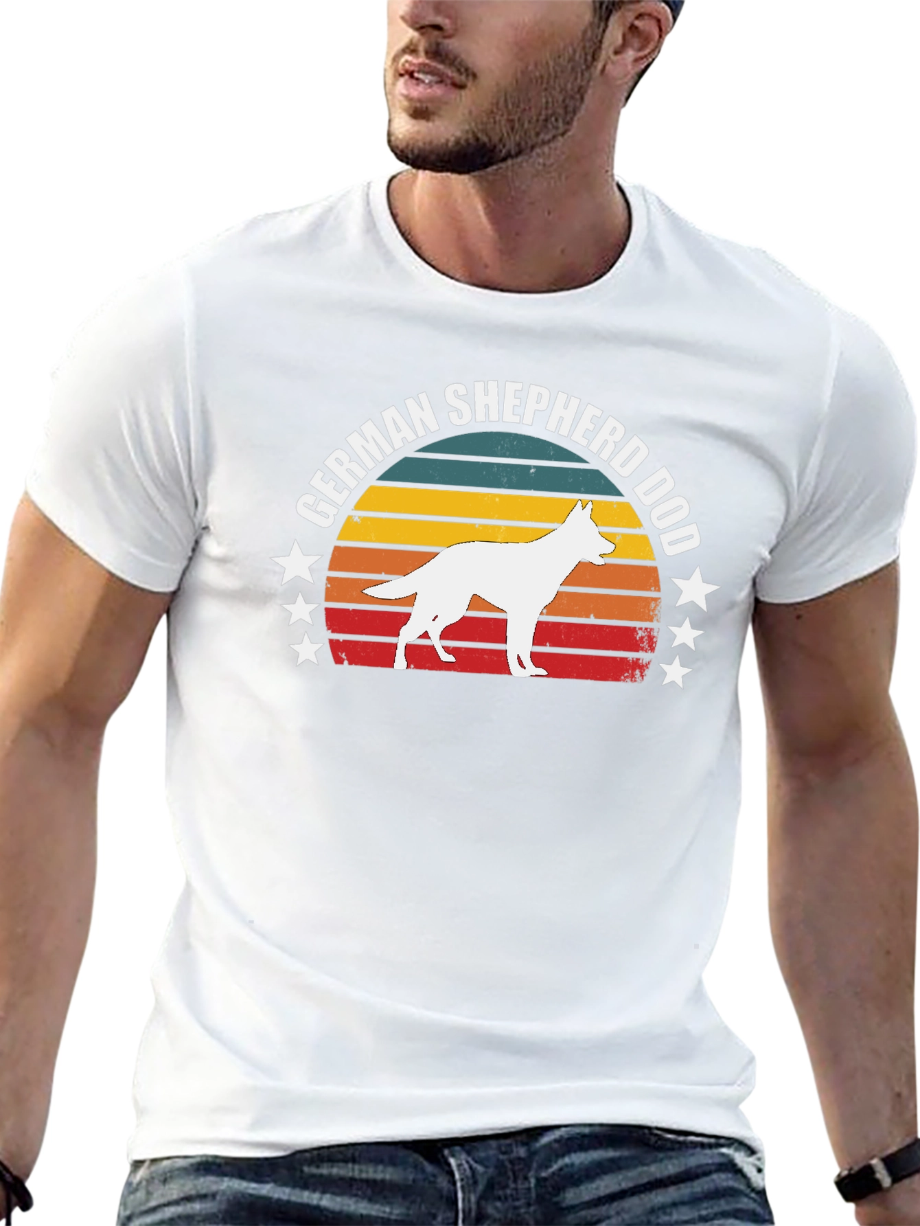 German Shepherd Dog Retro Sunset T-Shirt