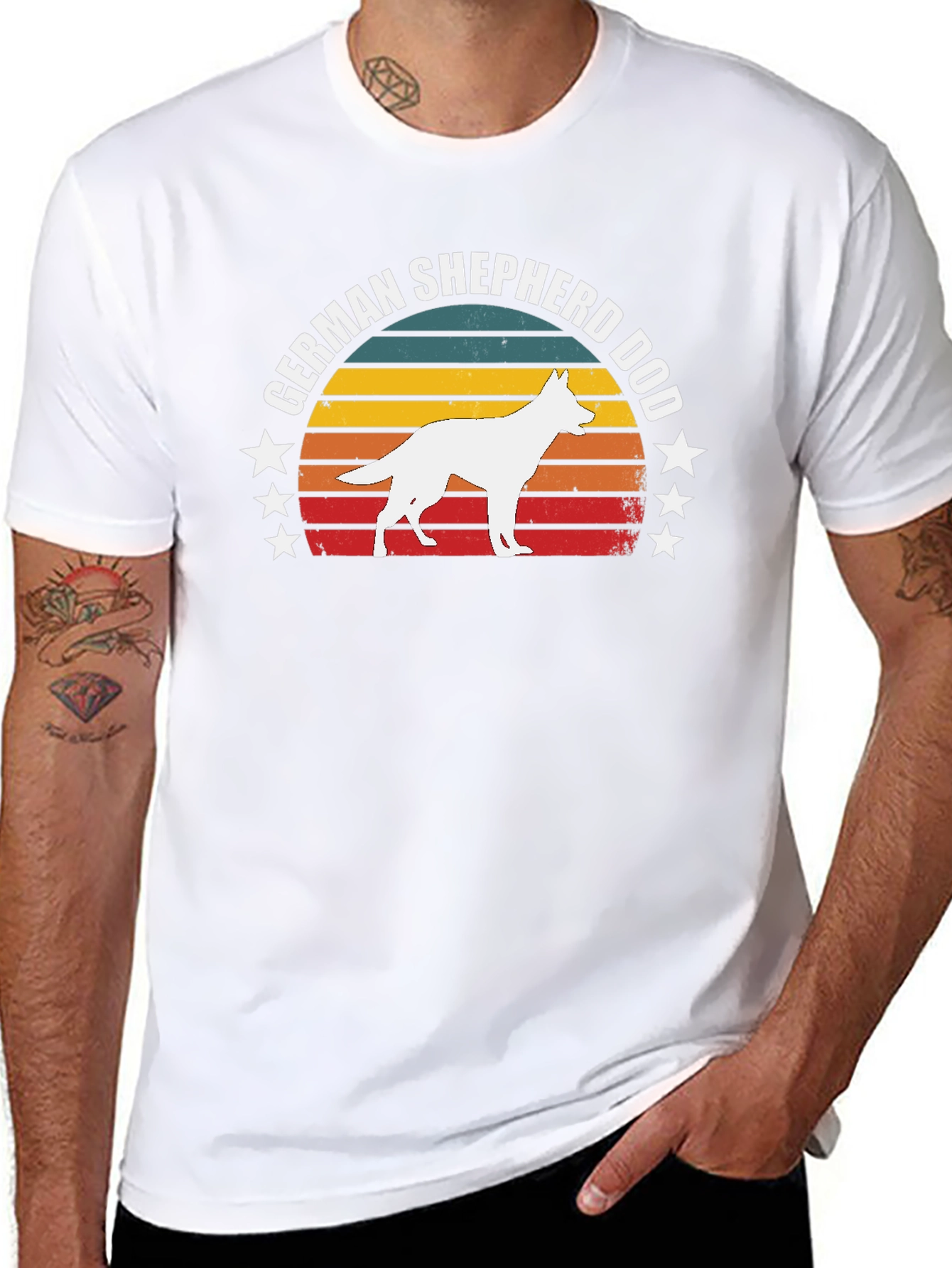German Shepherd Dog Retro Sunset T-Shirt