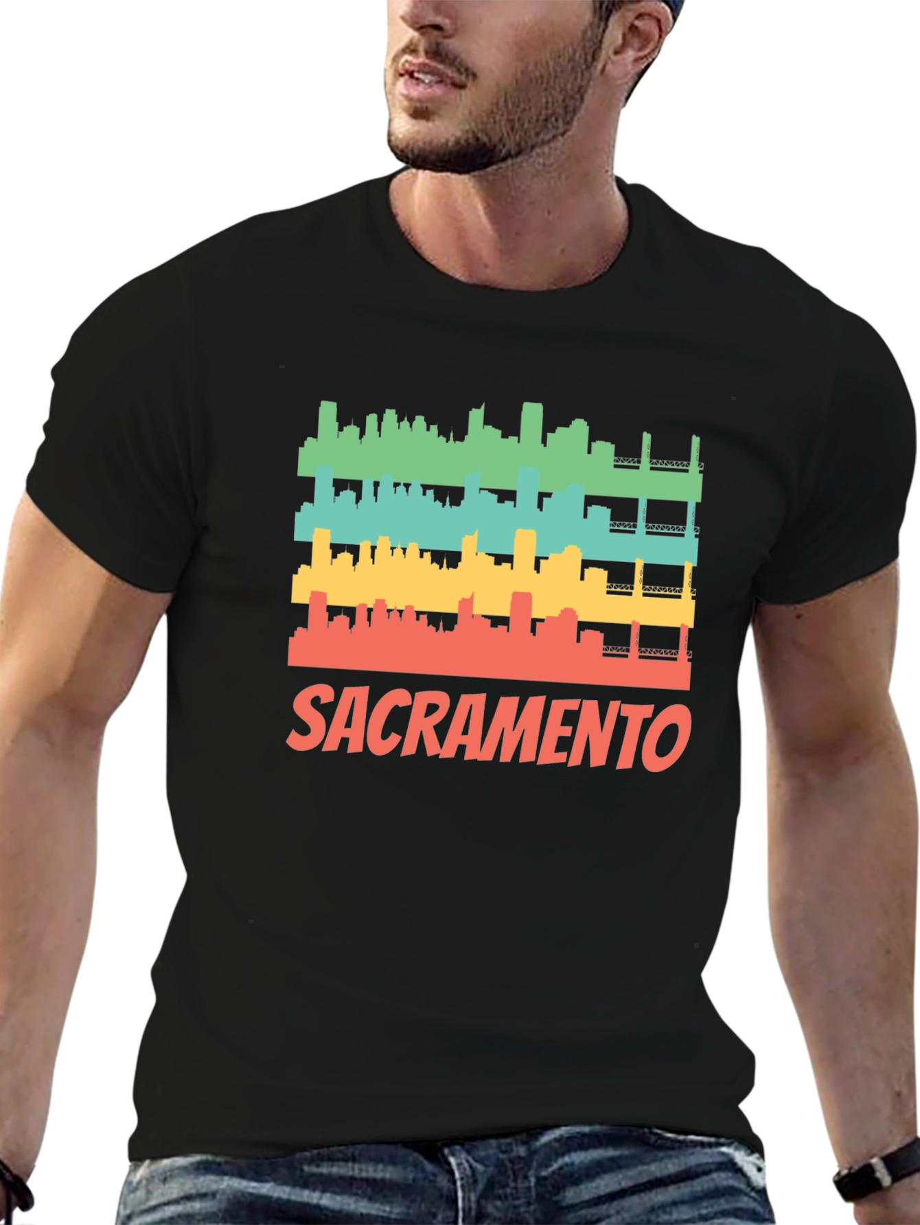 Sacramento Cityscape Retro Graphic Tee