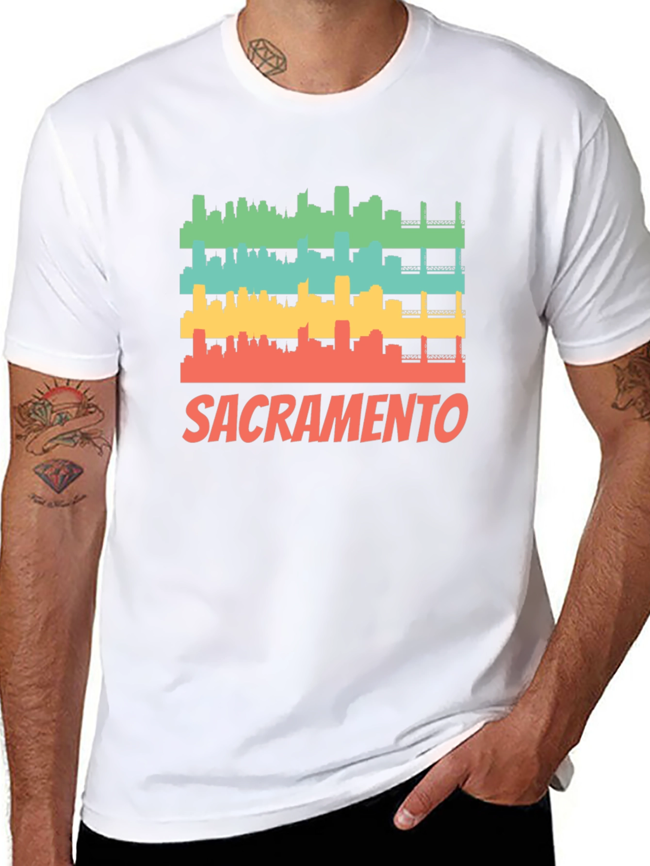 Sacramento Cityscape Retro Graphic Tee
