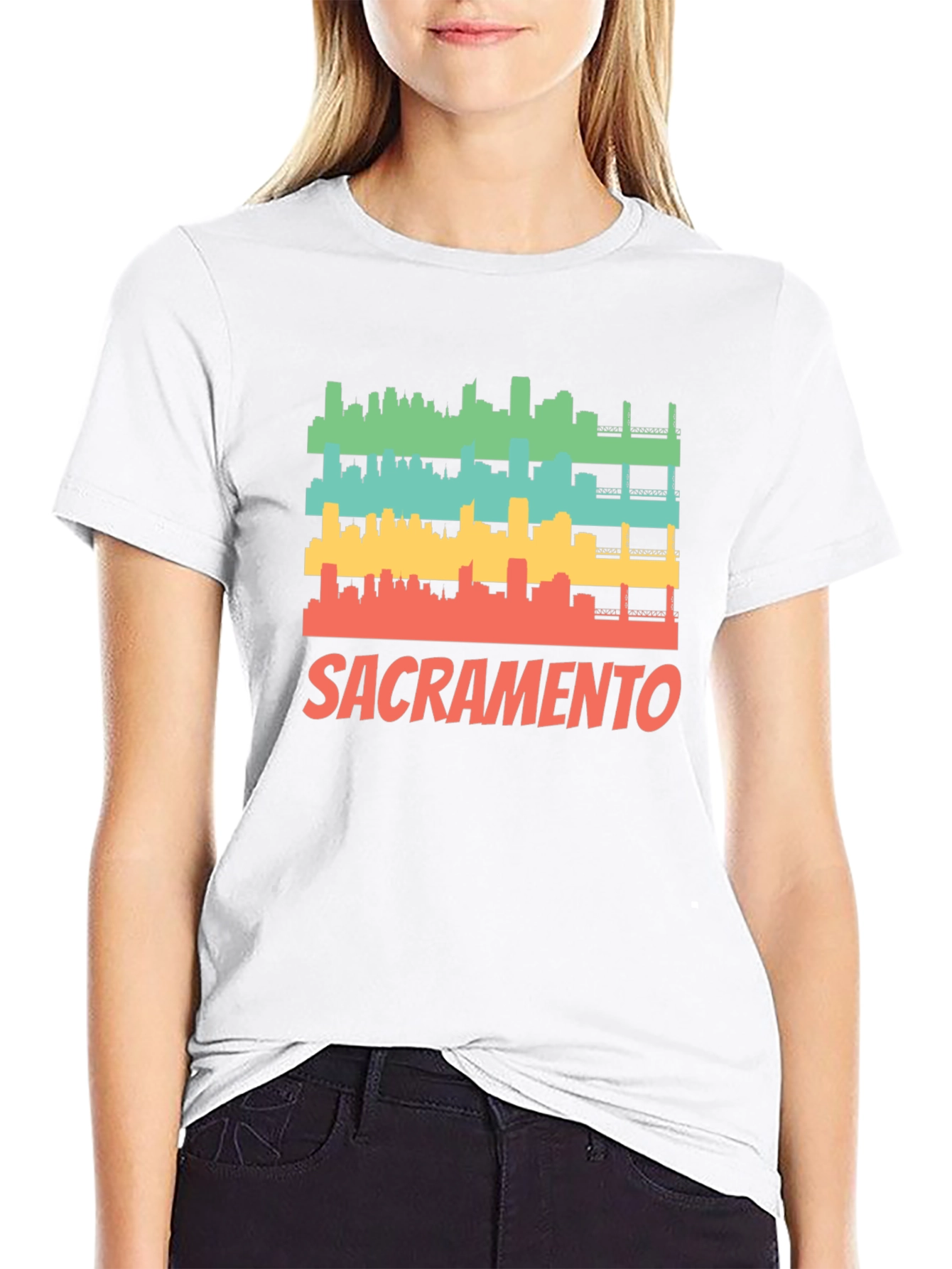 Sacramento Cityscape Retro Graphic Tee