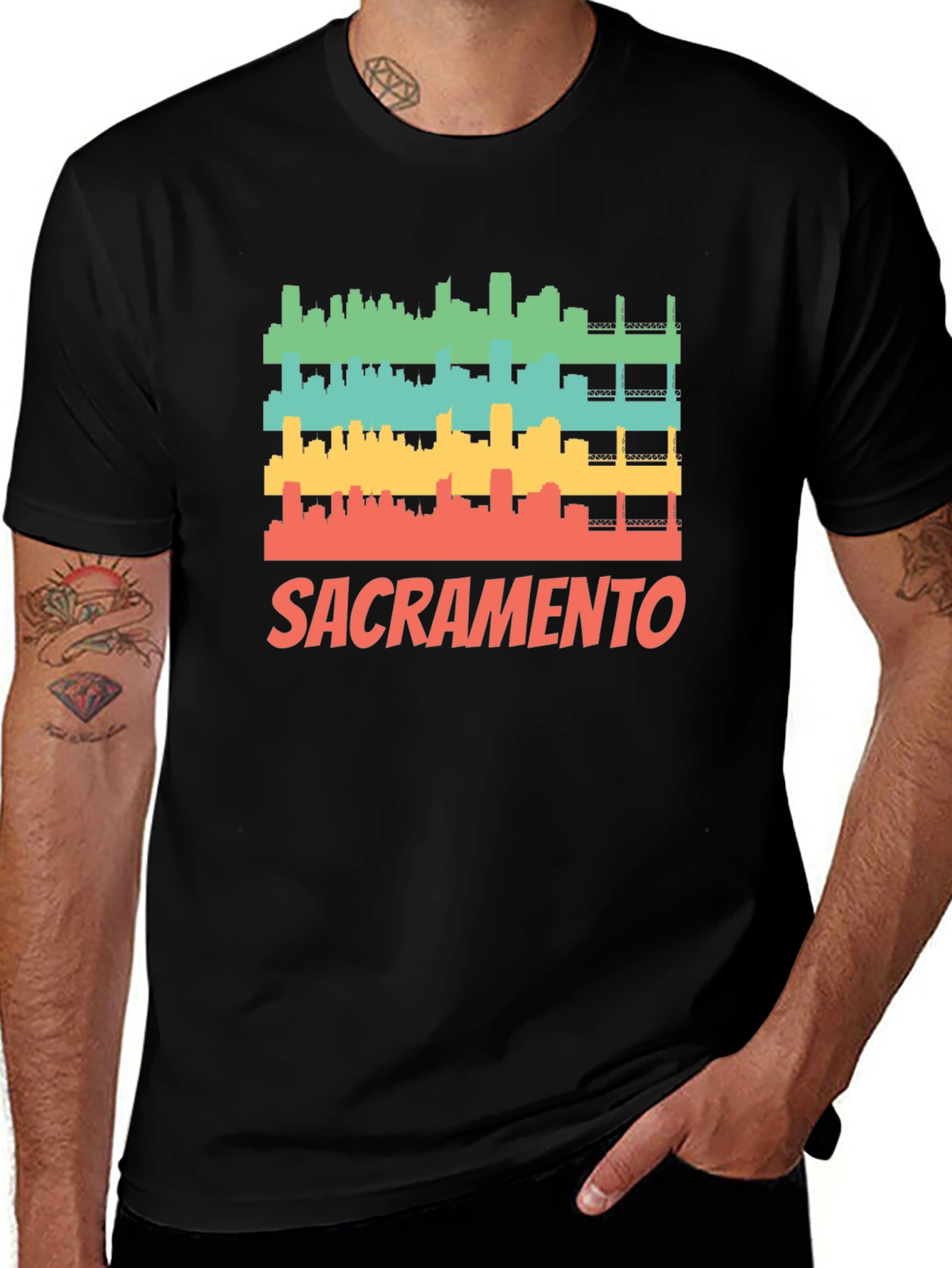Sacramento Cityscape Retro Graphic Tee