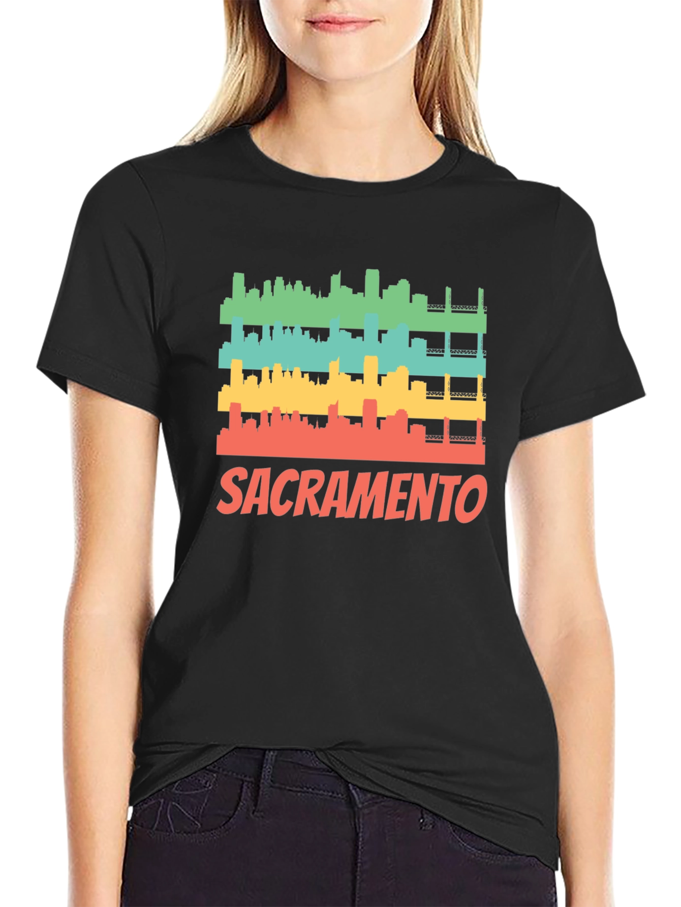 Sacramento Cityscape Retro Graphic Tee