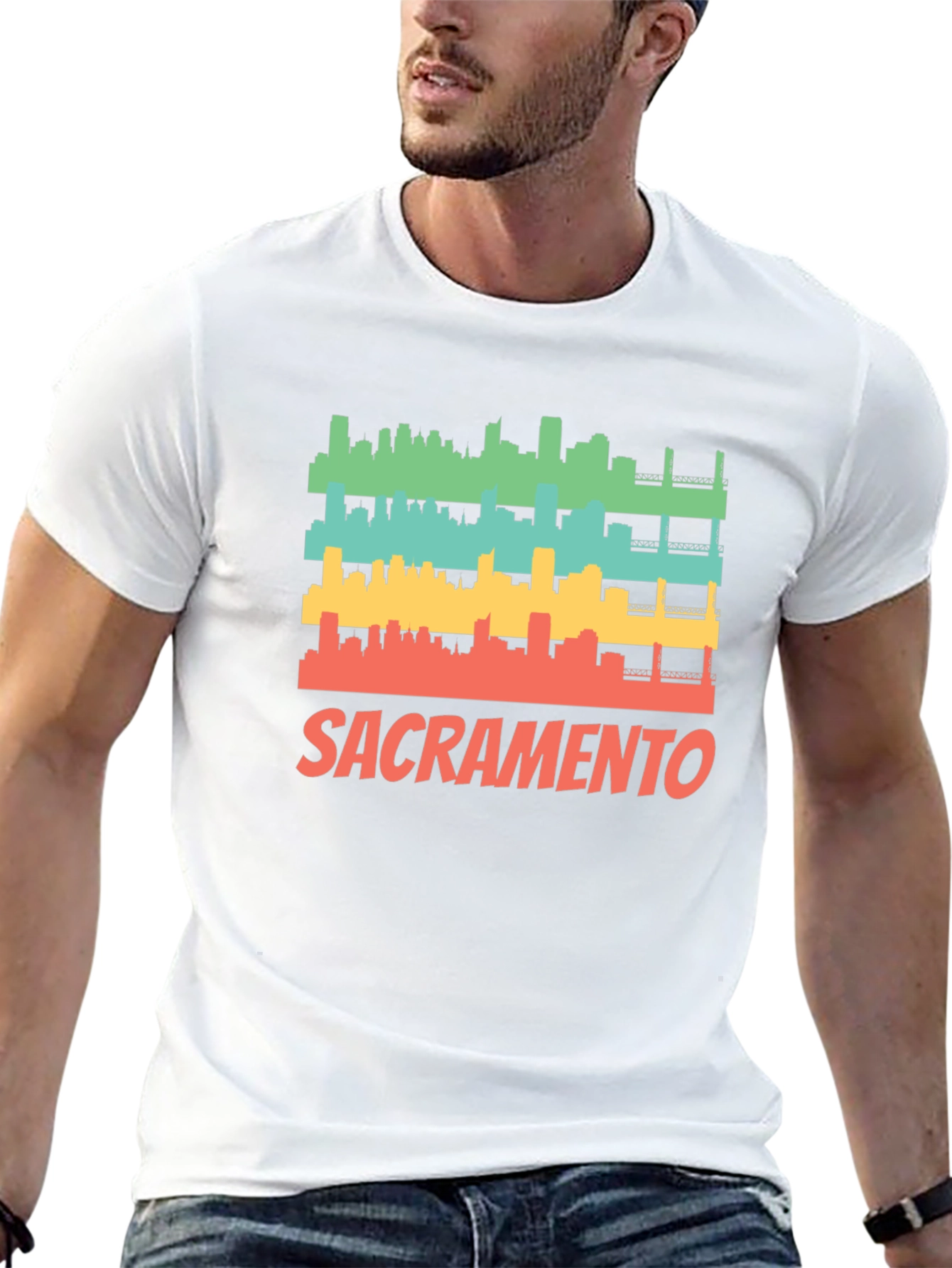 Sacramento Cityscape Retro Graphic Tee