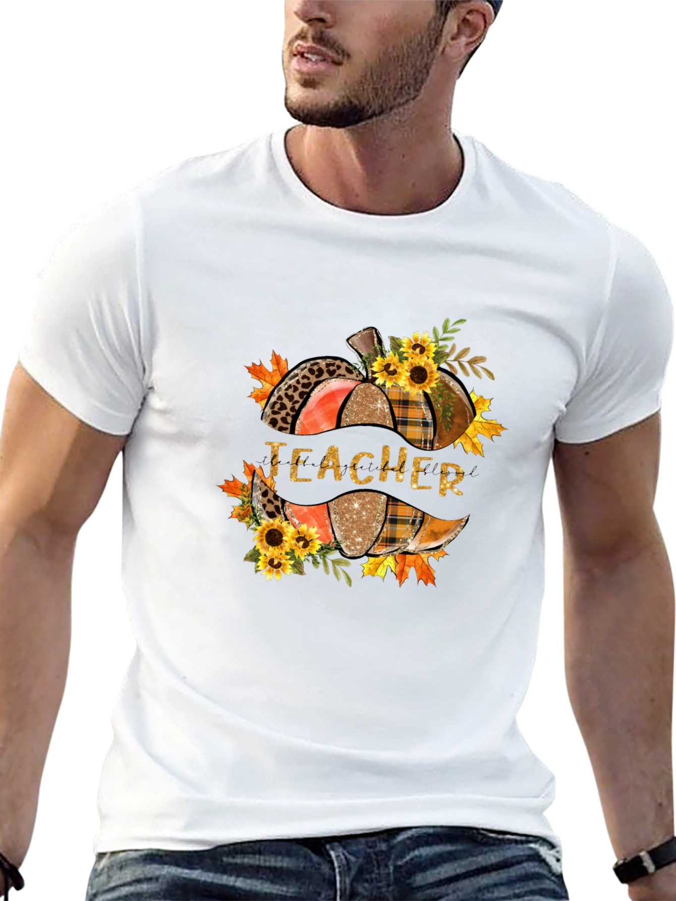 Teacher Fall Pumpkin Graphic T-Shirt
