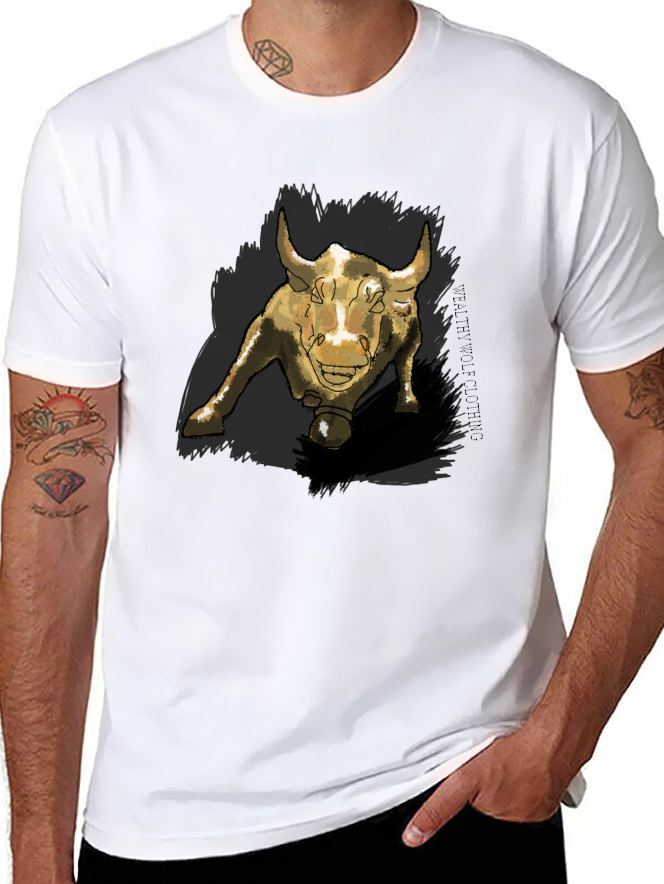 Bull Graphic Print Black T-Shirt