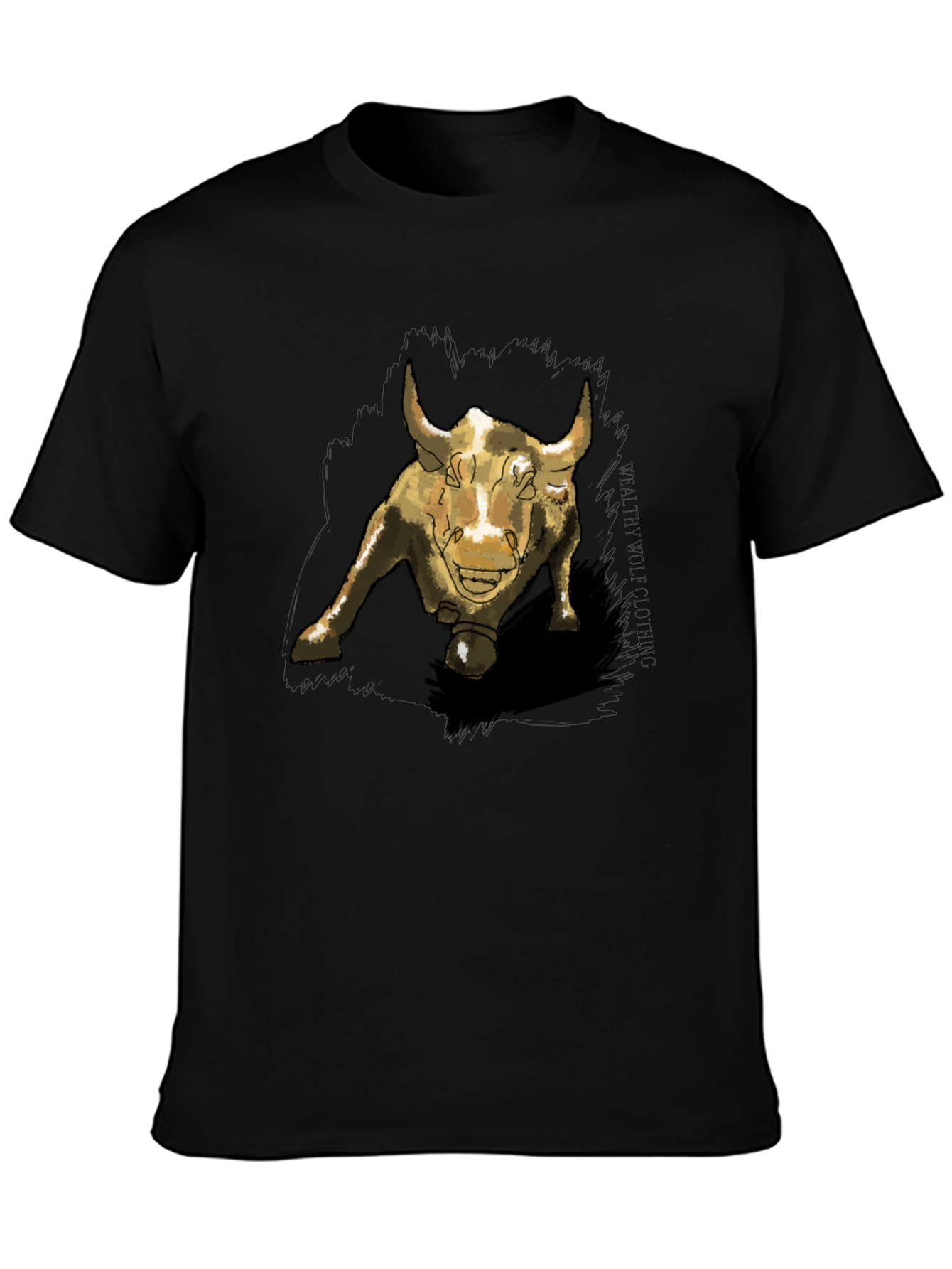 Bull Graphic Print Black T-Shirt
