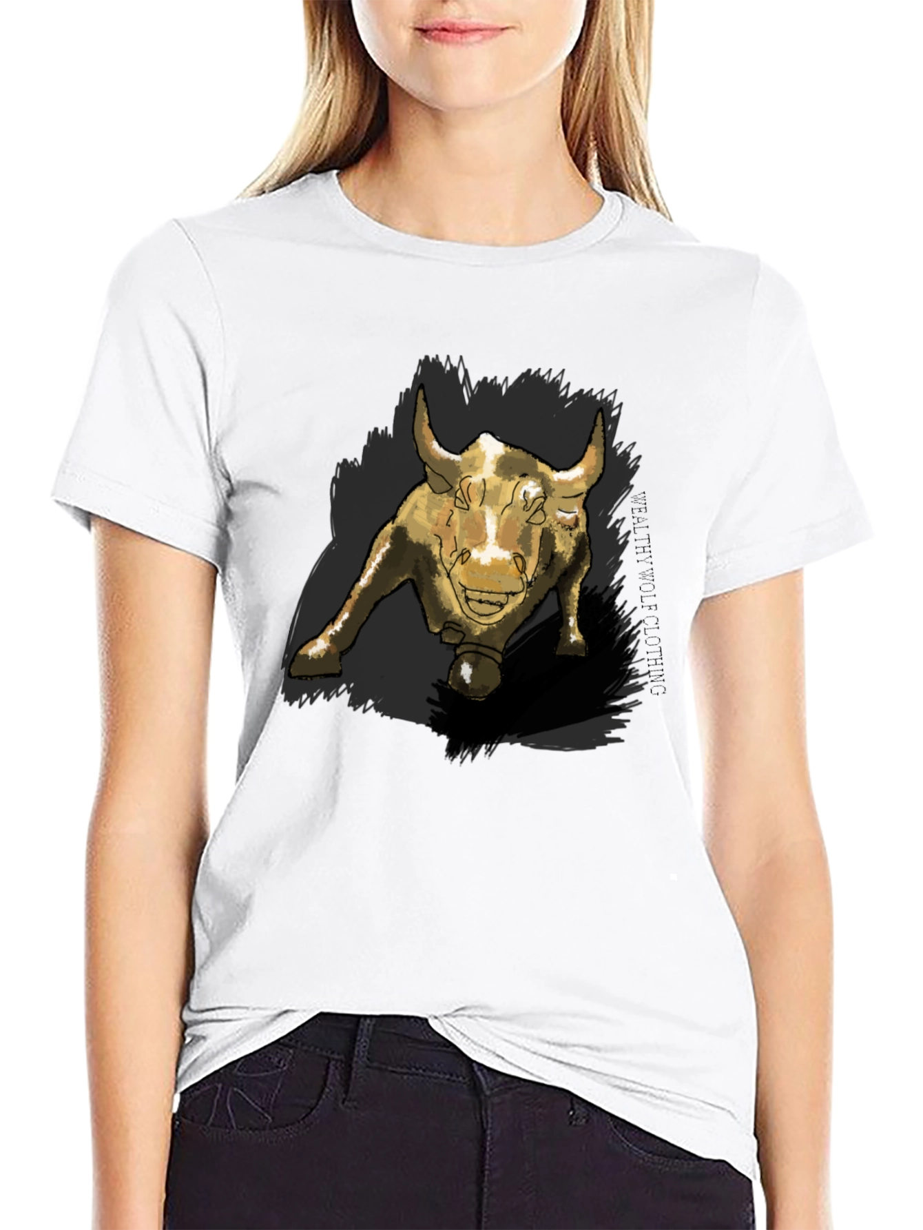 Bull Graphic Print Black T-Shirt