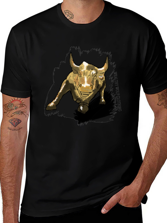 Bull Graphic Print Black T-Shirt