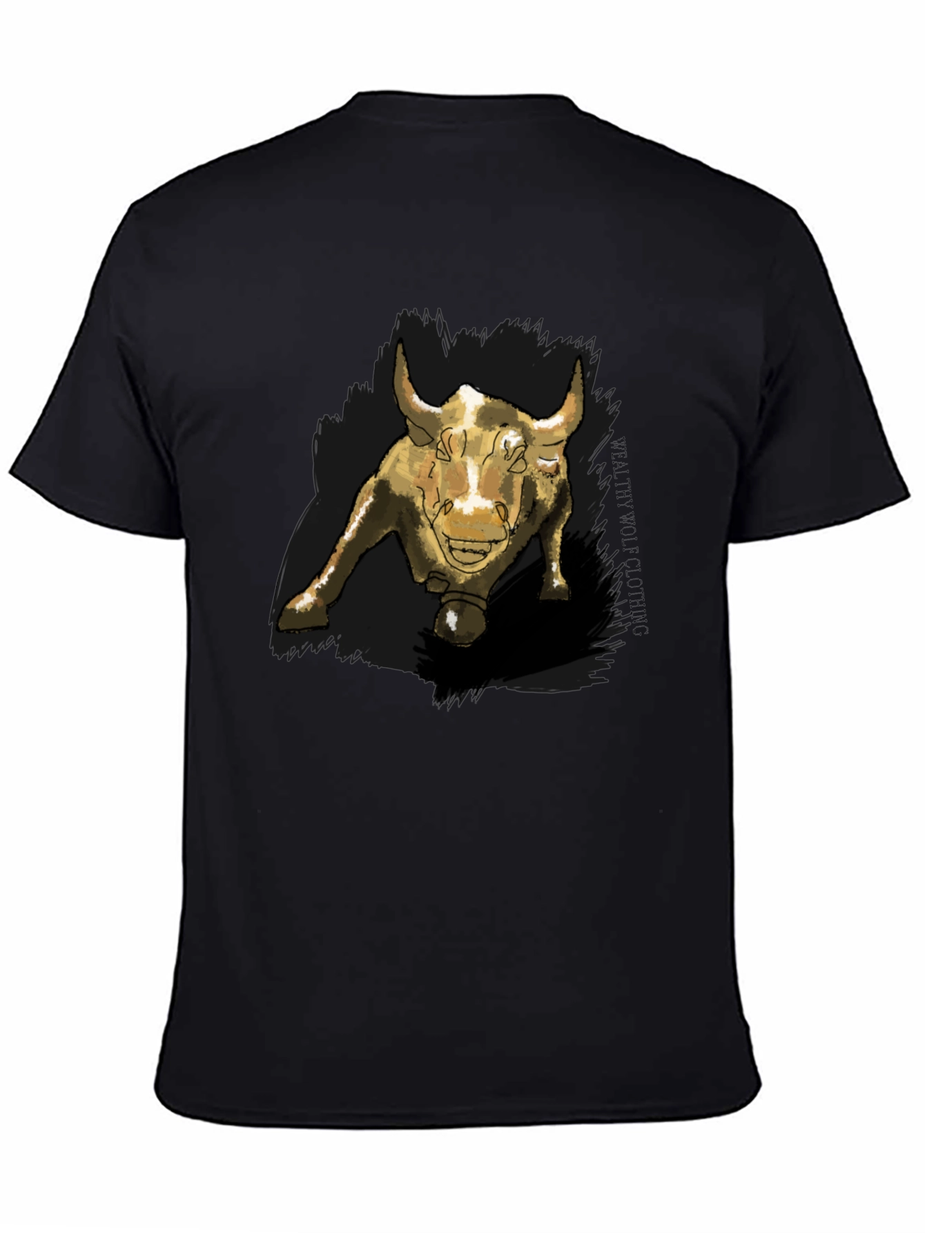 Bull Graphic Print Black T-Shirt