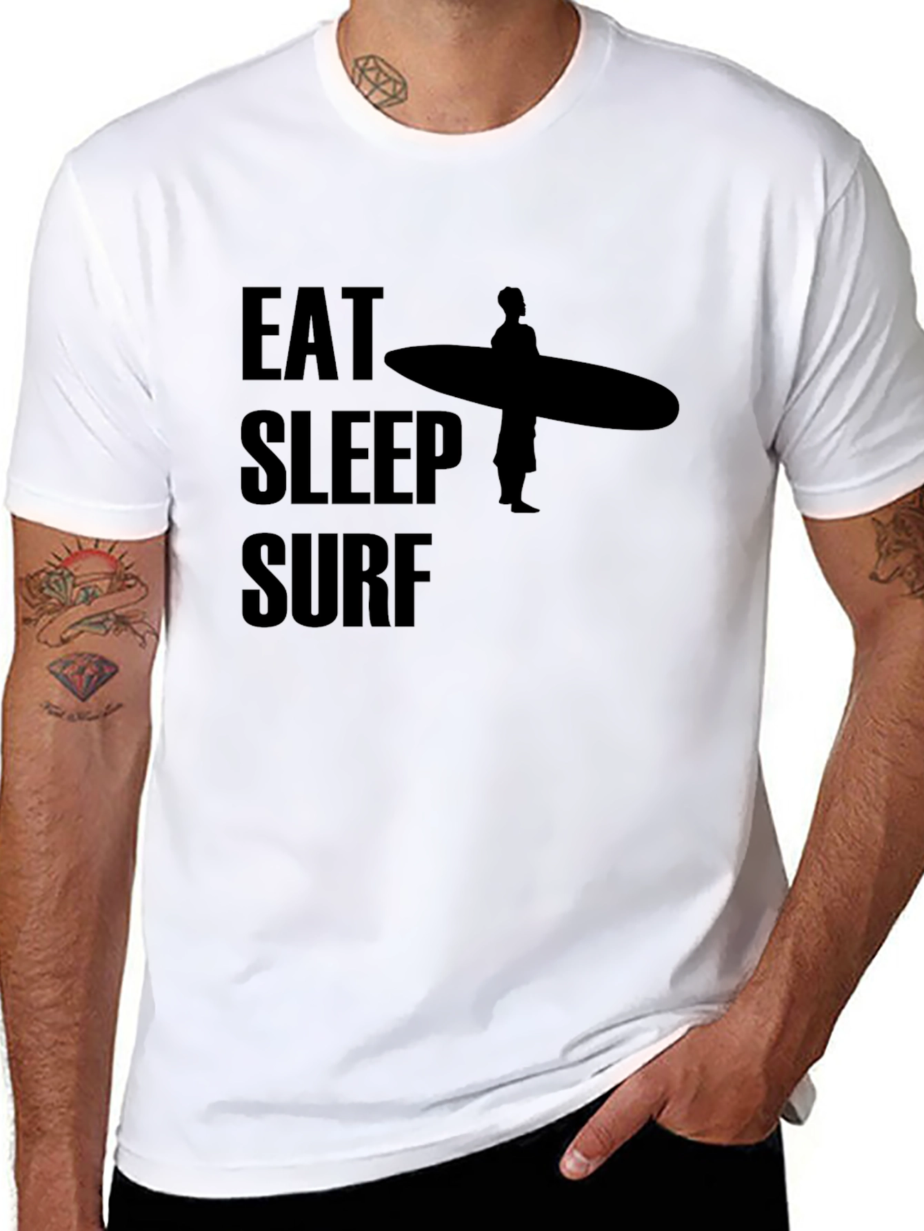 Eat Sleep Surf Graphic Tee - Surfer Lifestyle Shirt