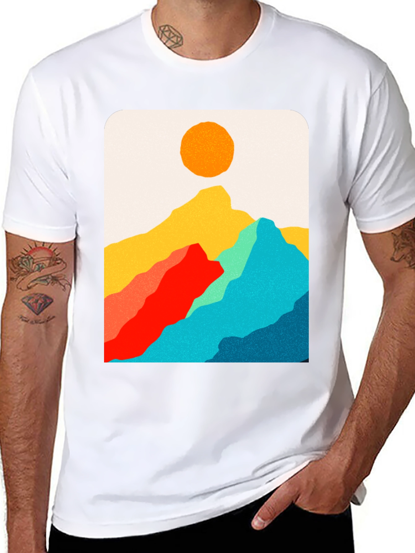 Mountain Vista Graphic Tee - Modern Art Print