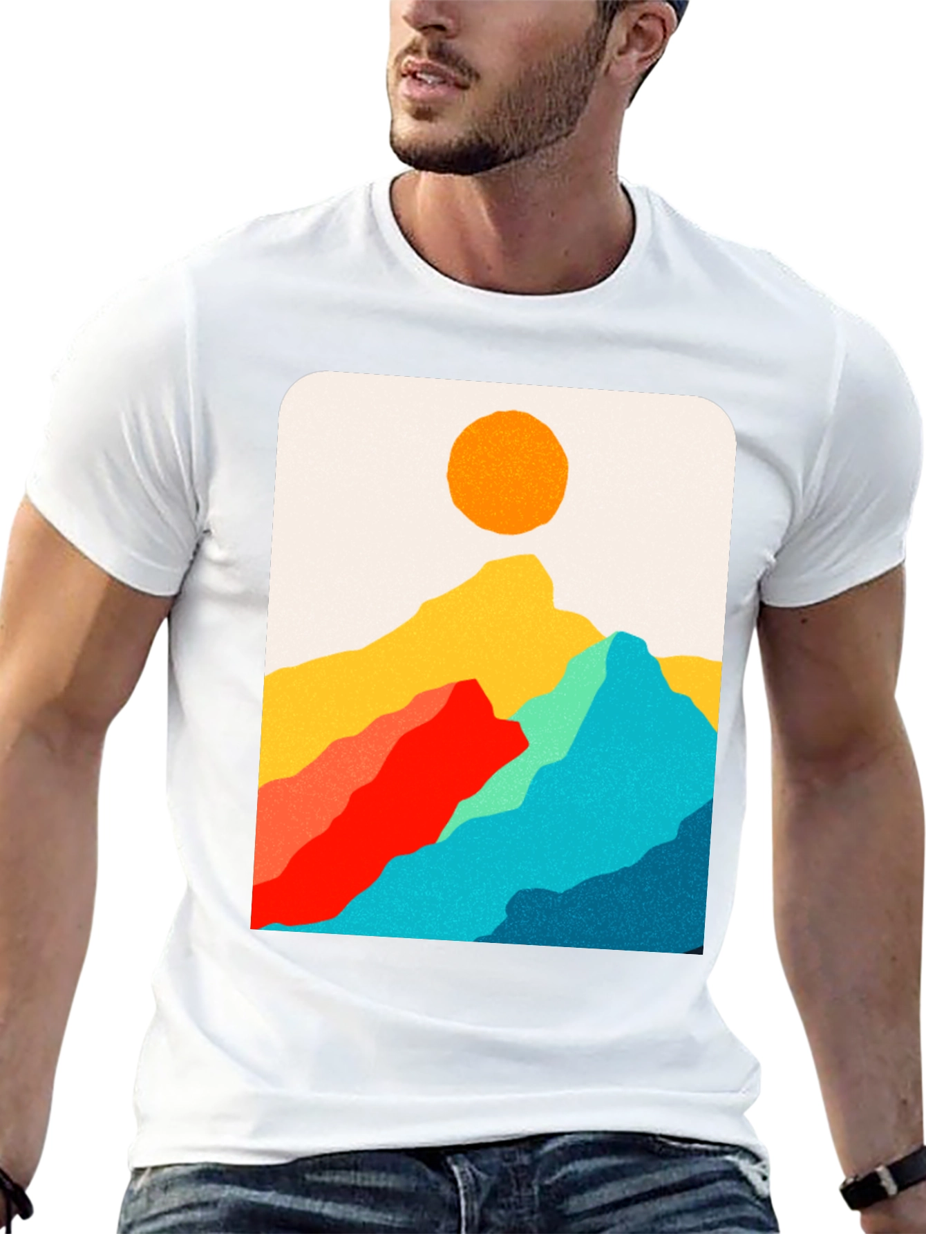 Mountain Vista Graphic Tee - Modern Art Print