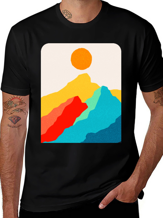 Mountain Vista Graphic Tee - Modern Art Print