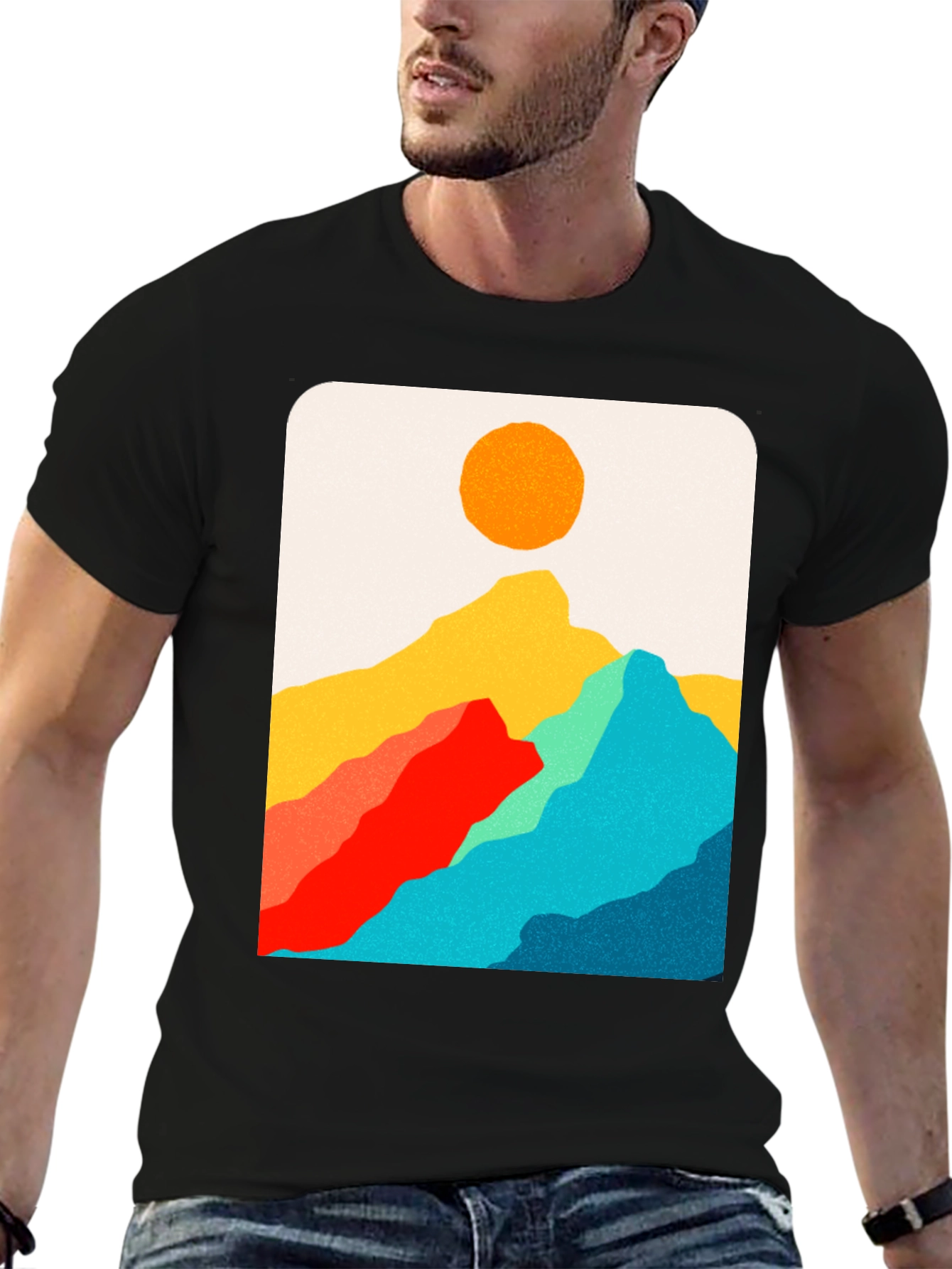 Mountain Vista Graphic Tee - Modern Art Print