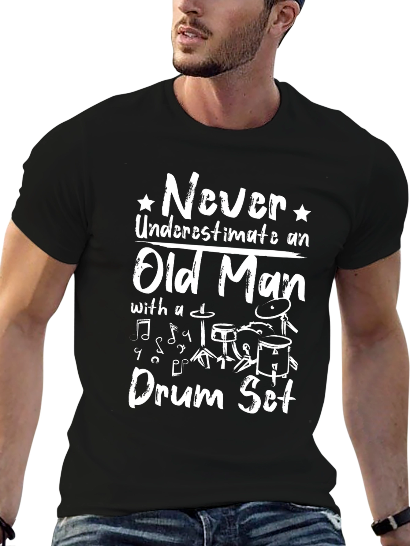 Never Underestimate an Old Man Drum Set T-Shirt
