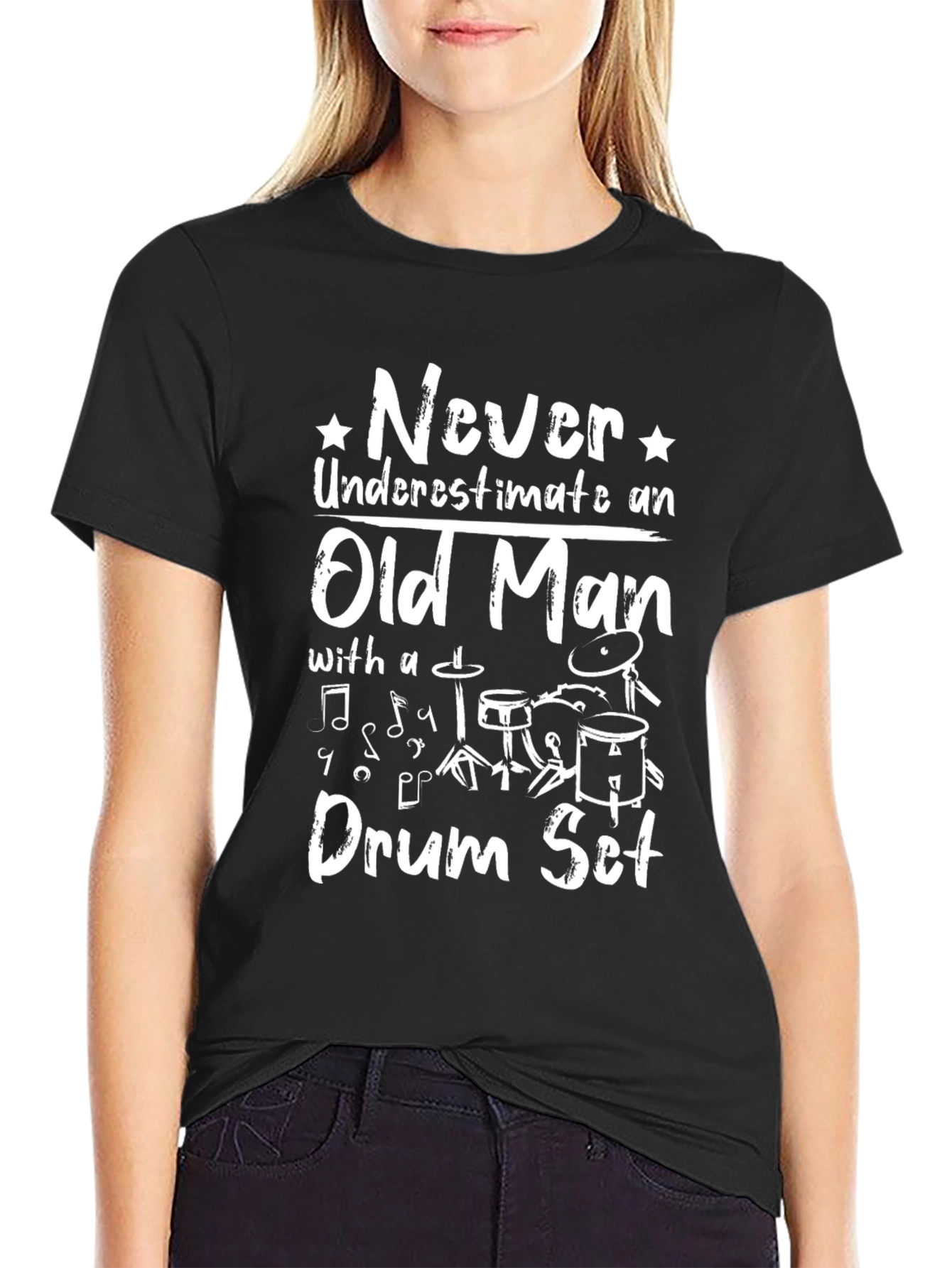Never Underestimate an Old Man Drum Set T-Shirt
