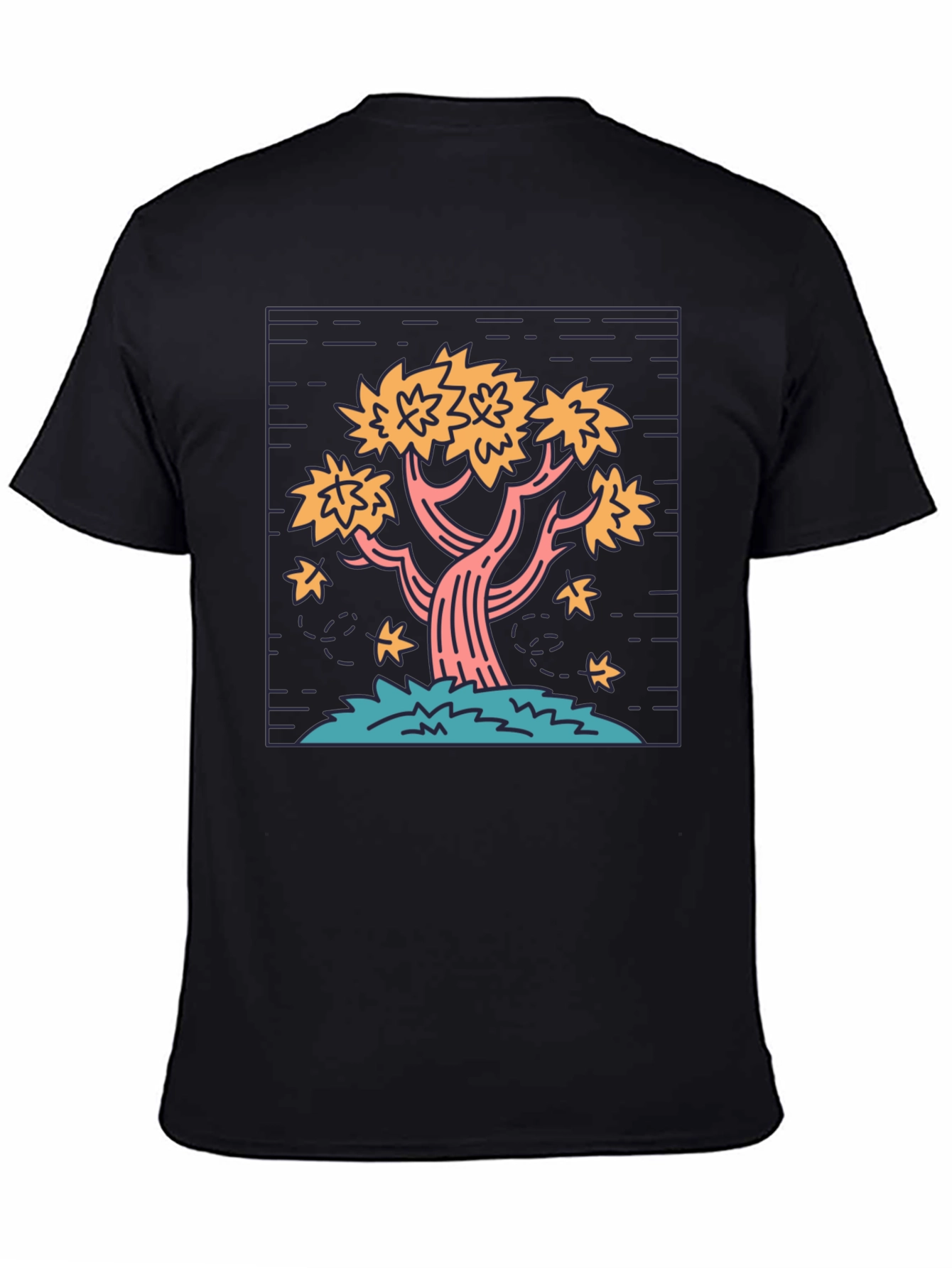 Retro Tree Graphic Tee - Black Cotton Comfort