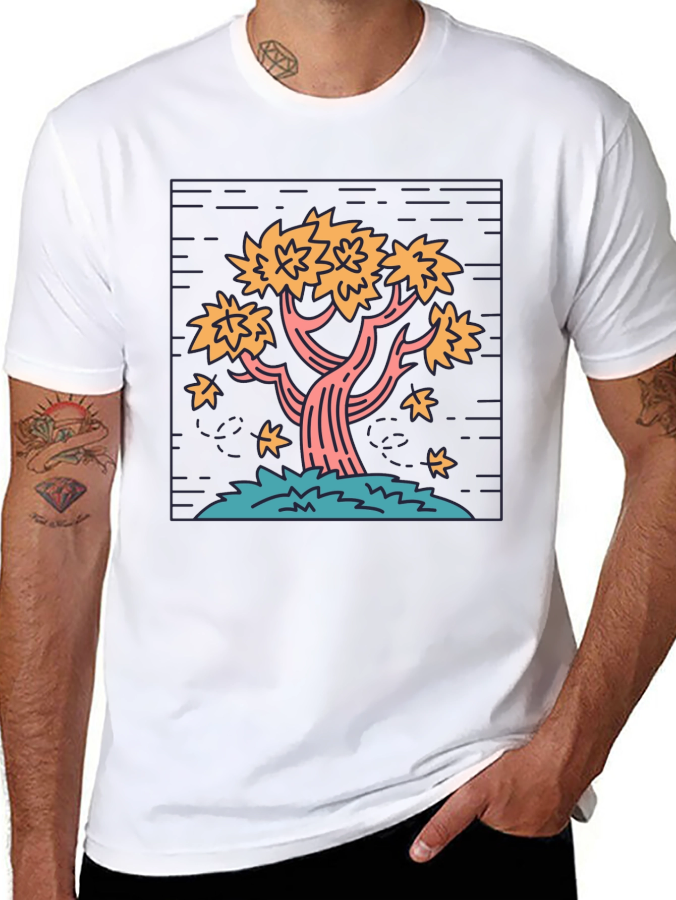 Retro Tree Graphic Tee - Black Cotton Comfort
