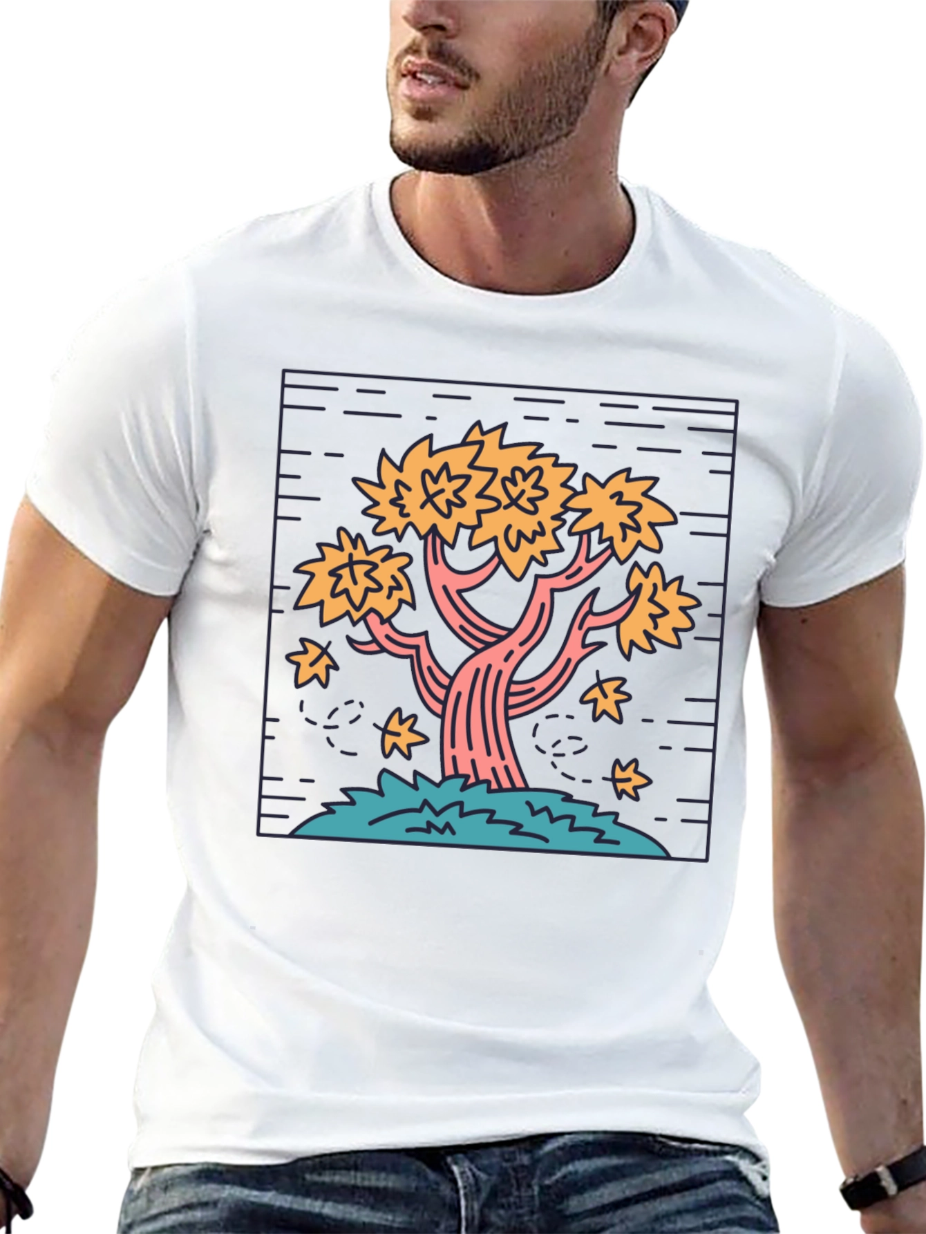 Retro Tree Graphic Tee - Black Cotton Comfort
